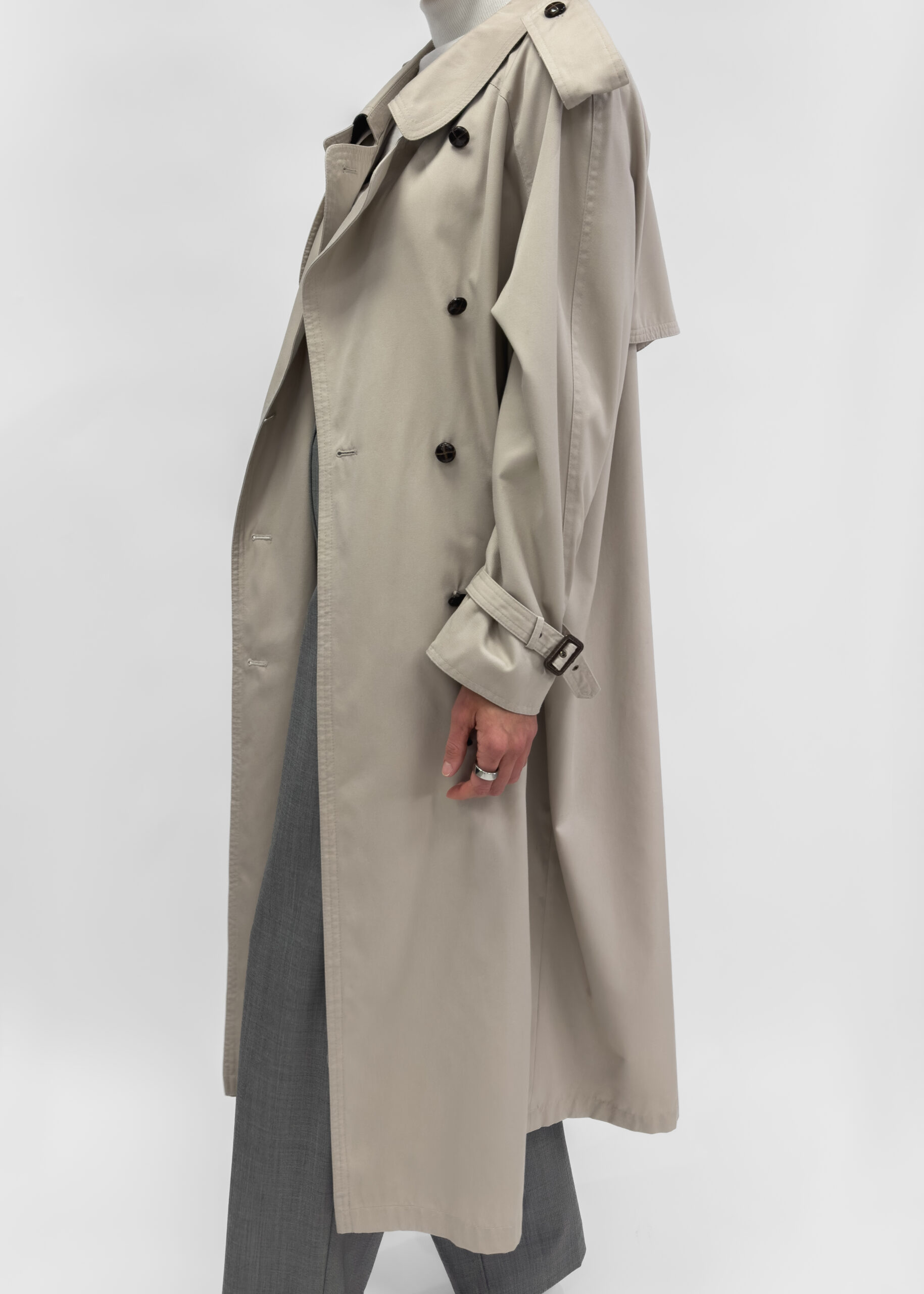 Long Trench Coat In Beige