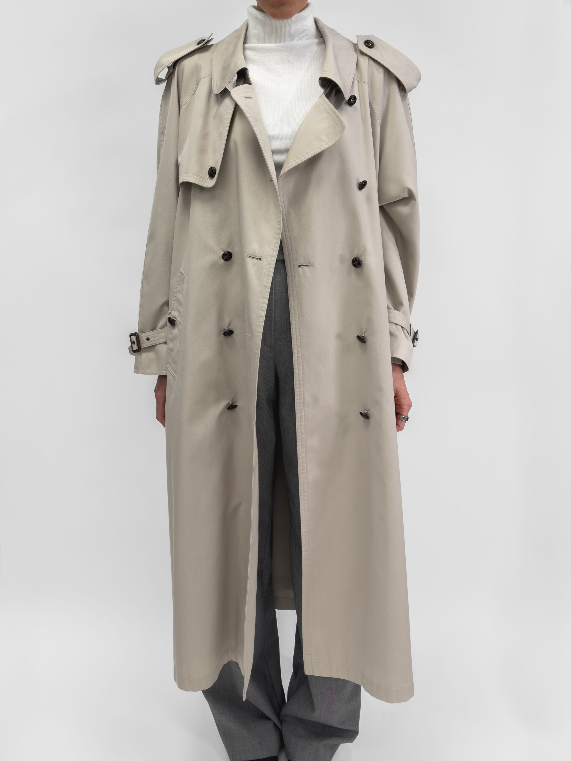 Long Trench Coat In Beige