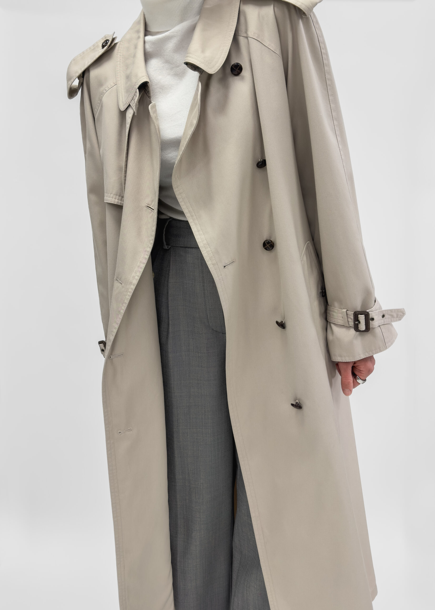 Long Trench Coat In Beige