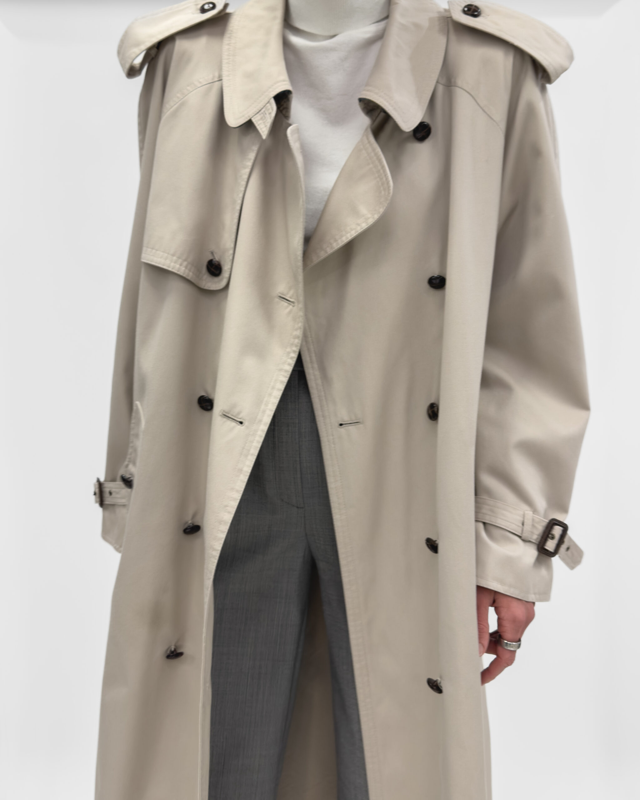 Long Trench Coat In Beige