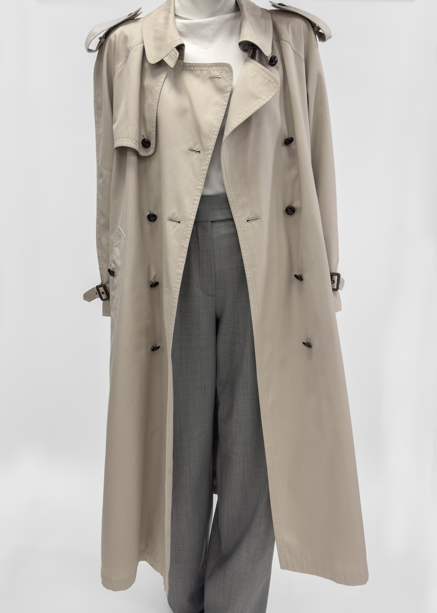 Long Trench Coat In Beige