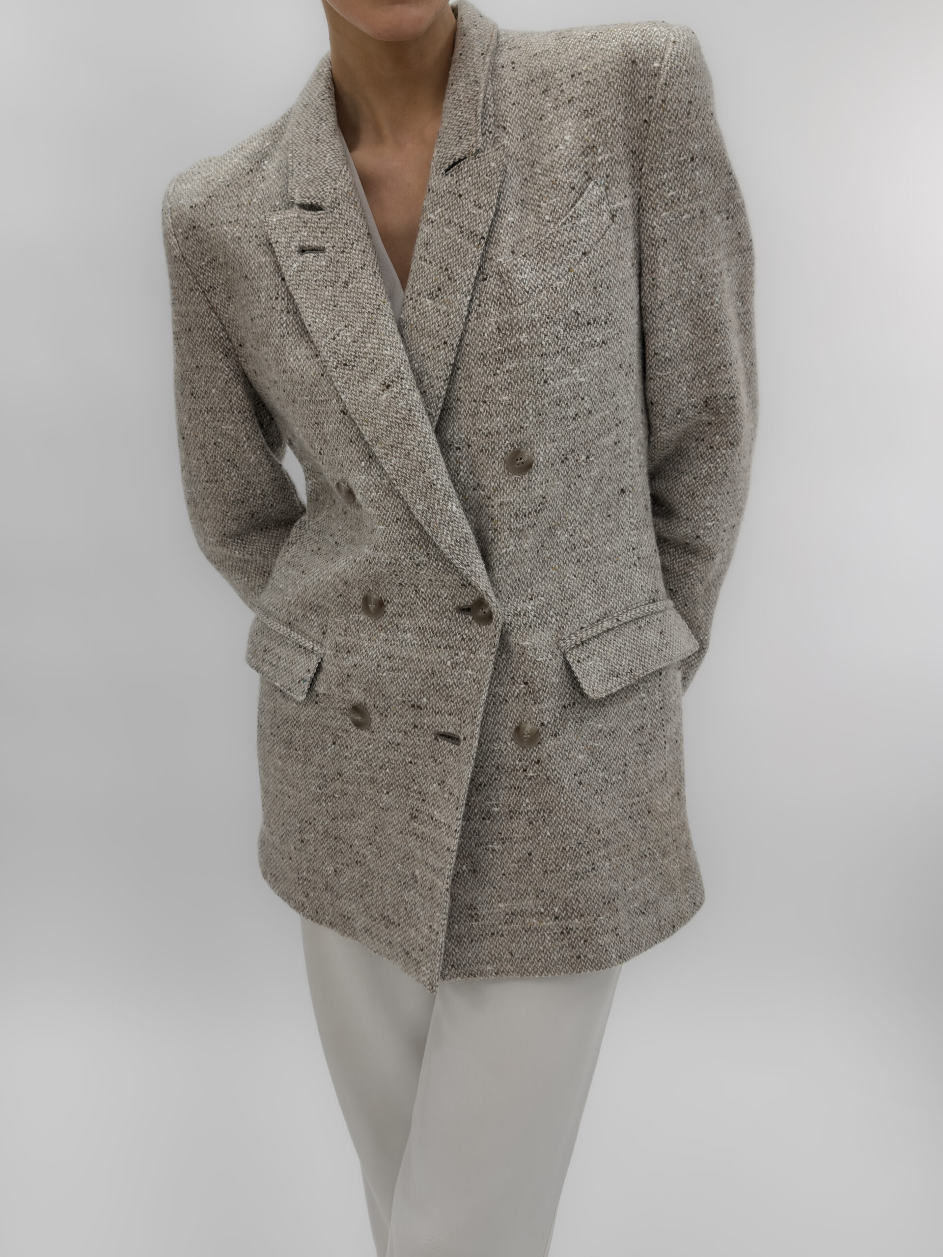 Double-Breasted Wool Blend Blazer