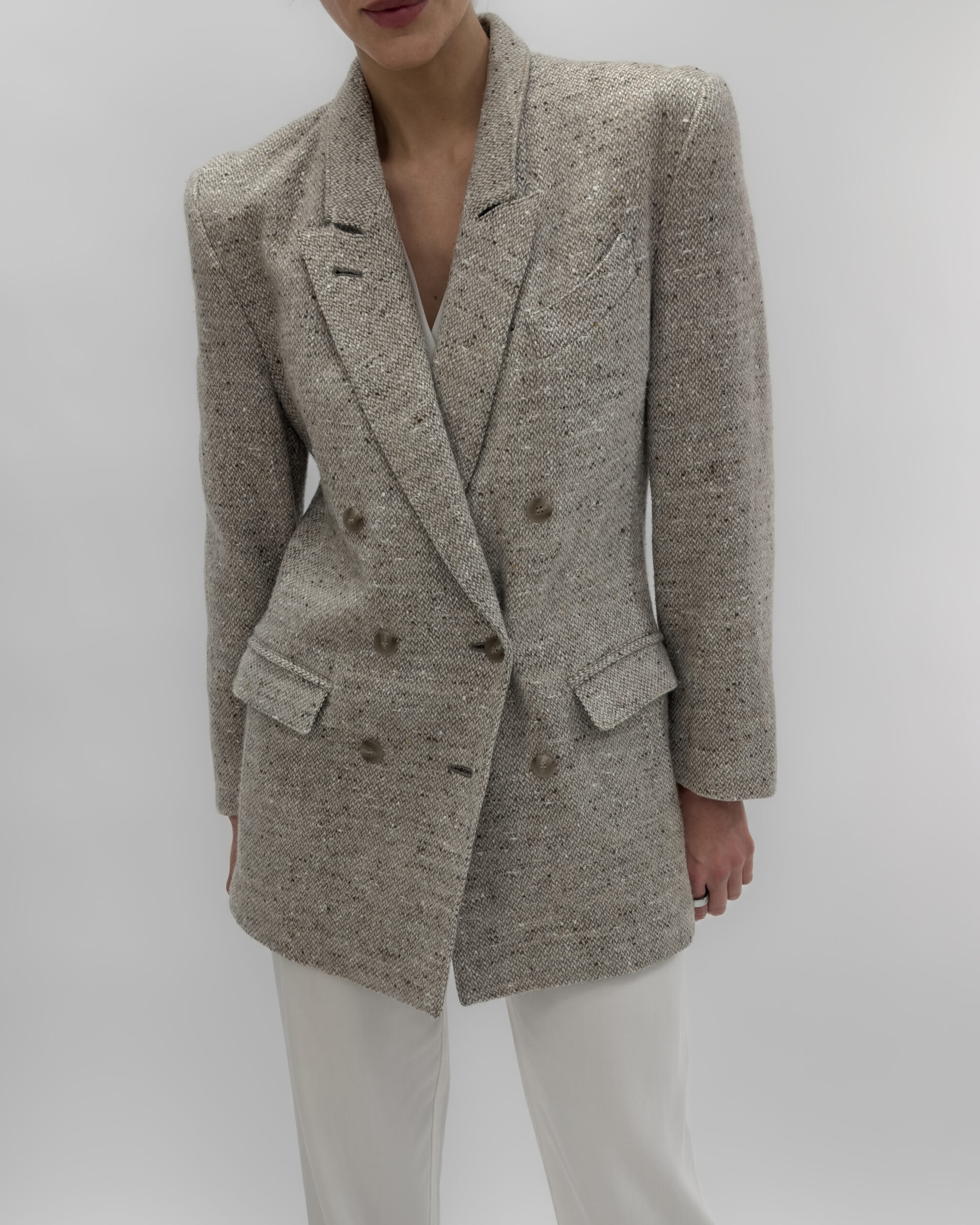 Double-Breasted Wool Blend Blazer