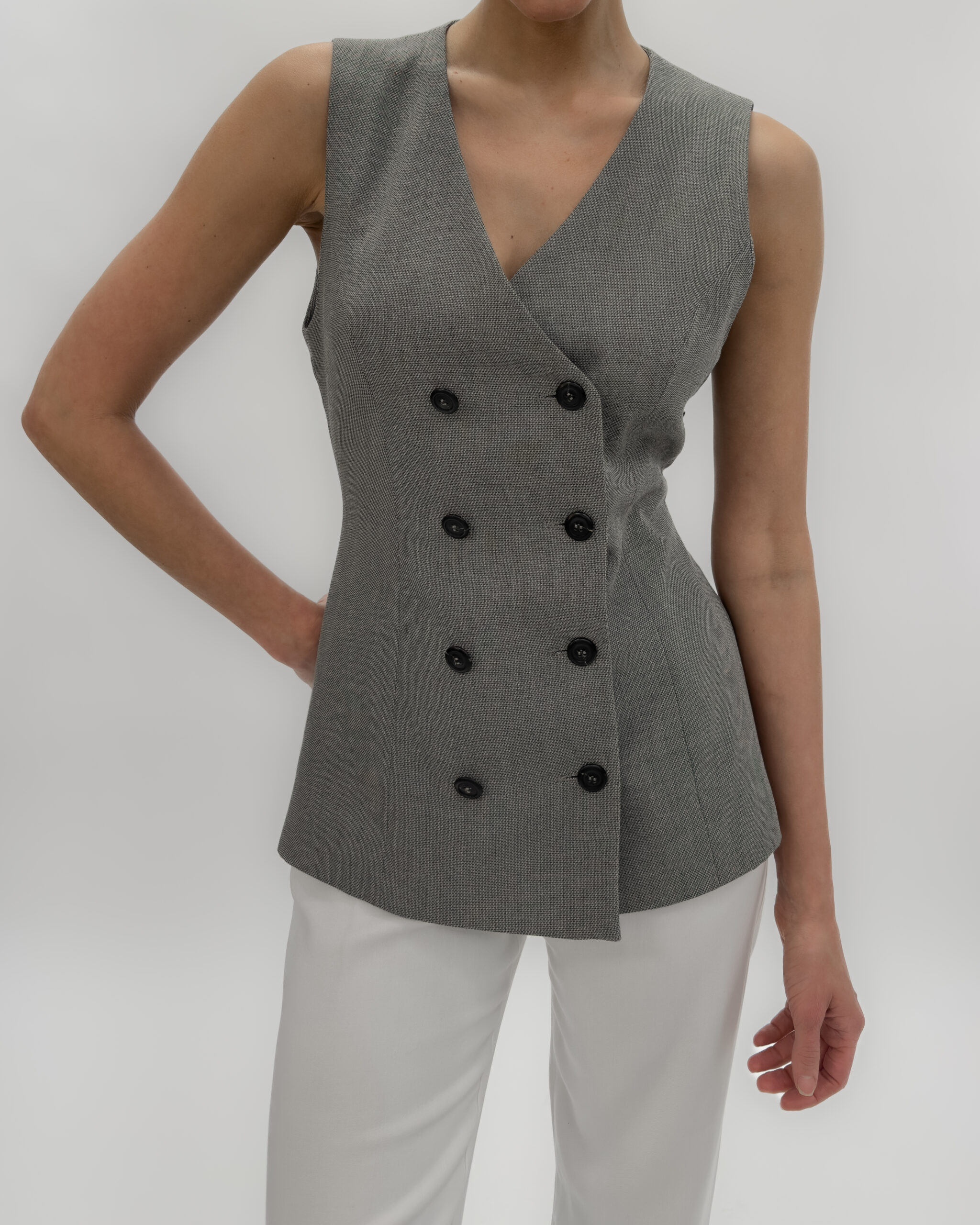 Double-breasted vest in grey