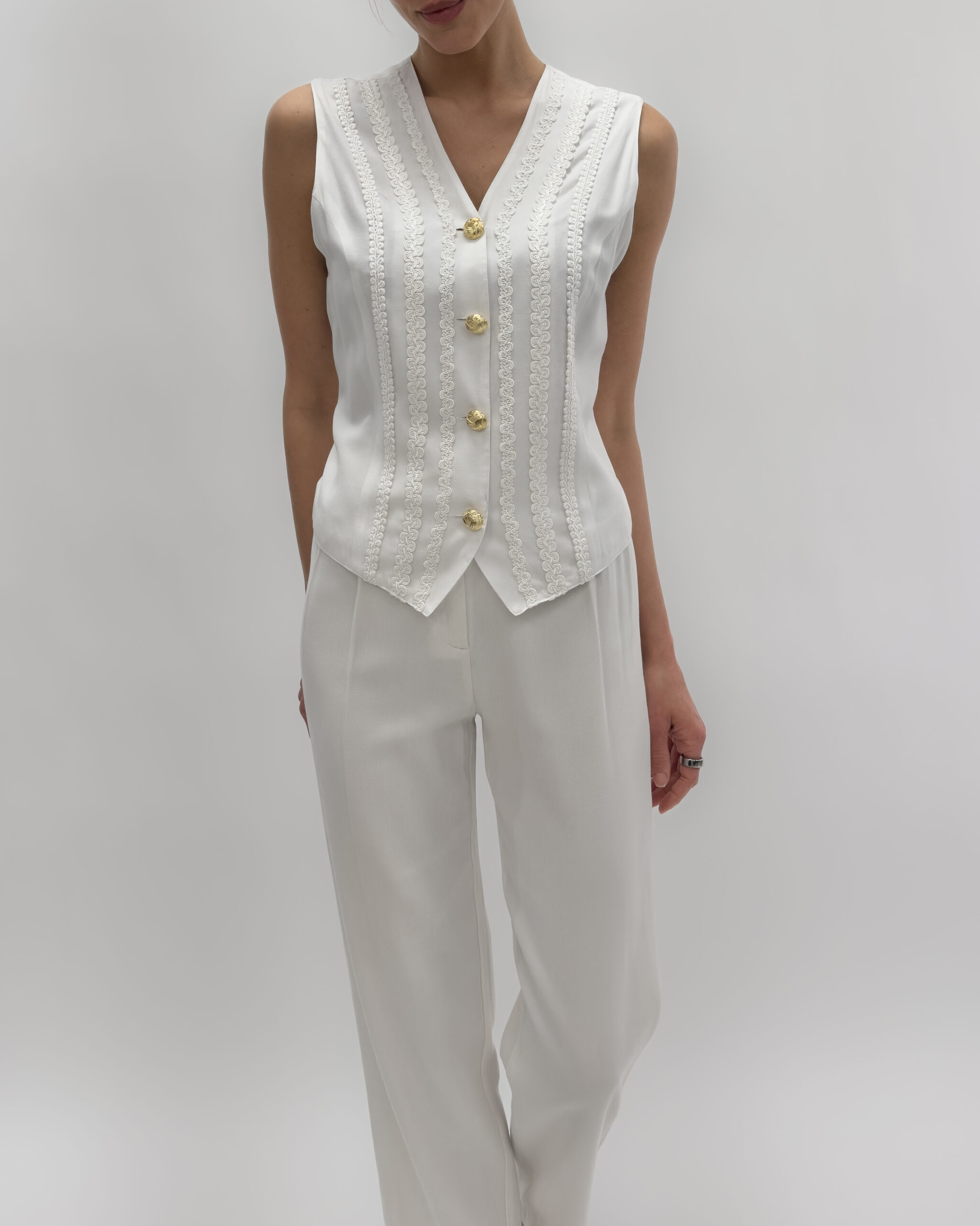 Embroidered Vest in Bright White