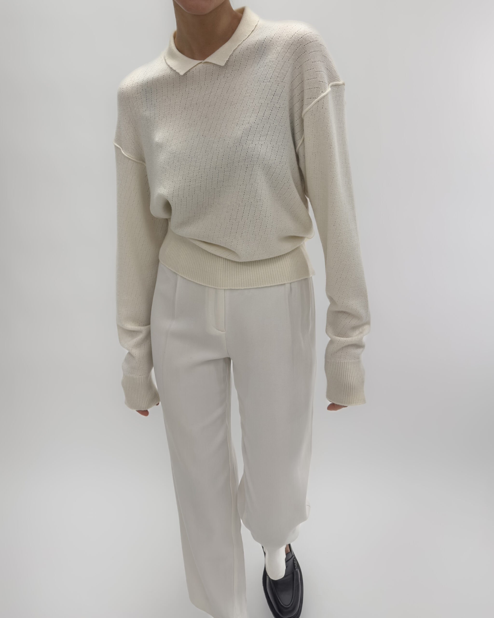 Wool Blend Sweater in Cream White