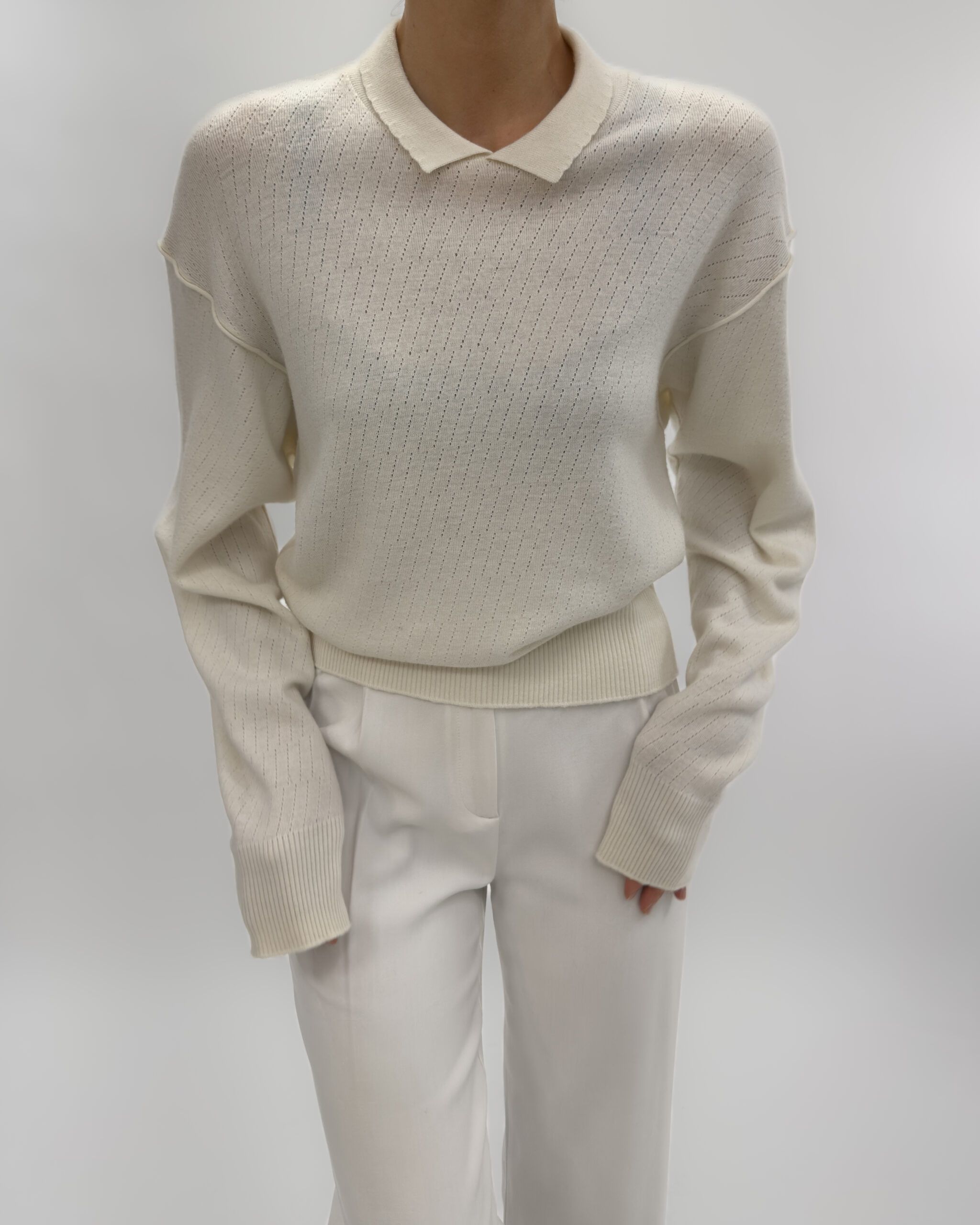 Wool Blend Sweater in Cream White