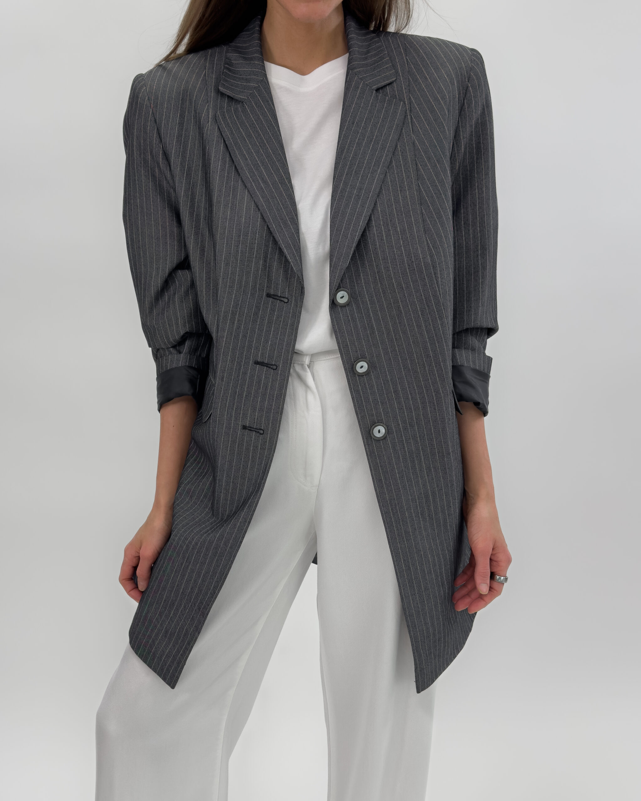 Pinstriped Oversized Blazer