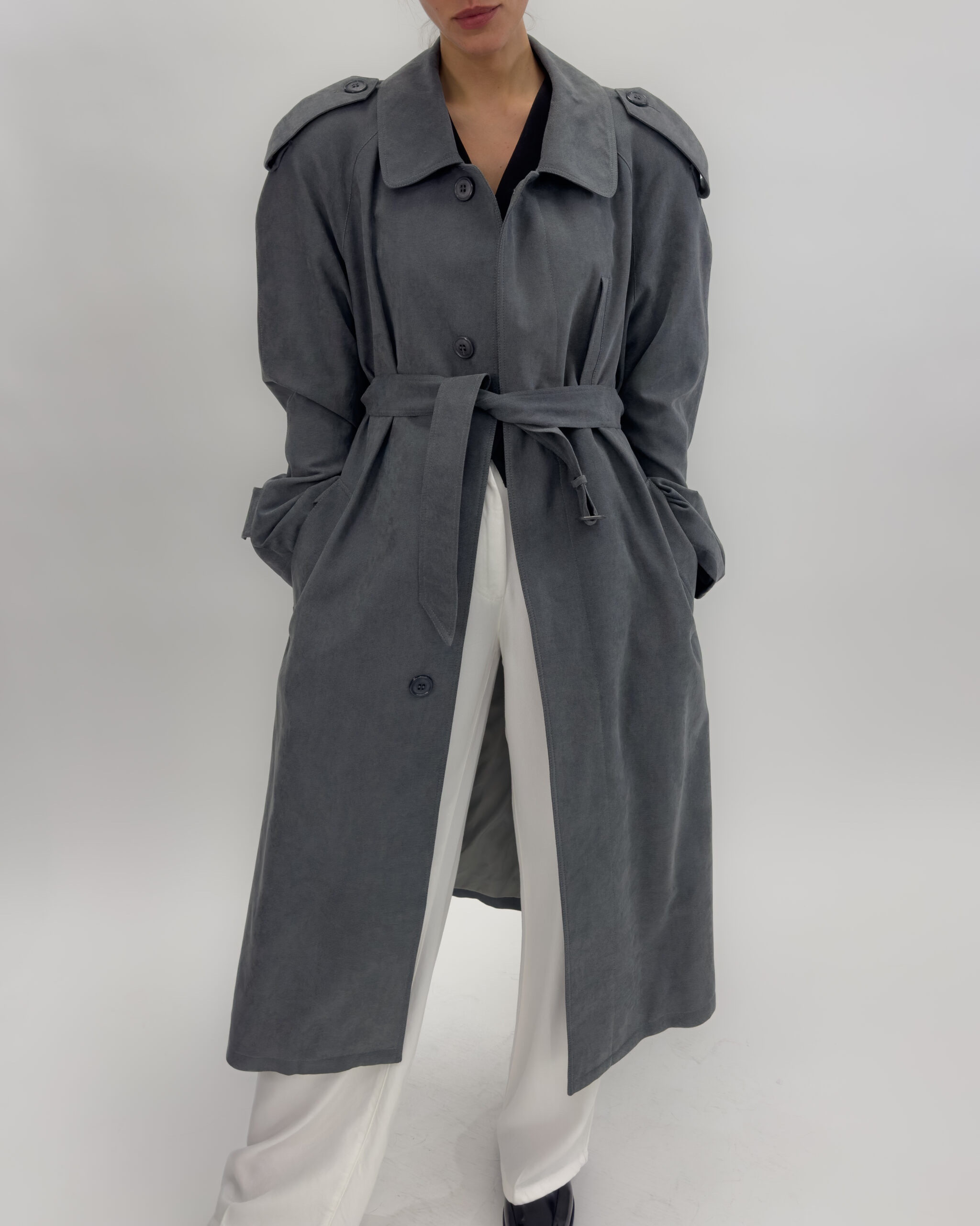 Unisex Belted Trench Coat in Green