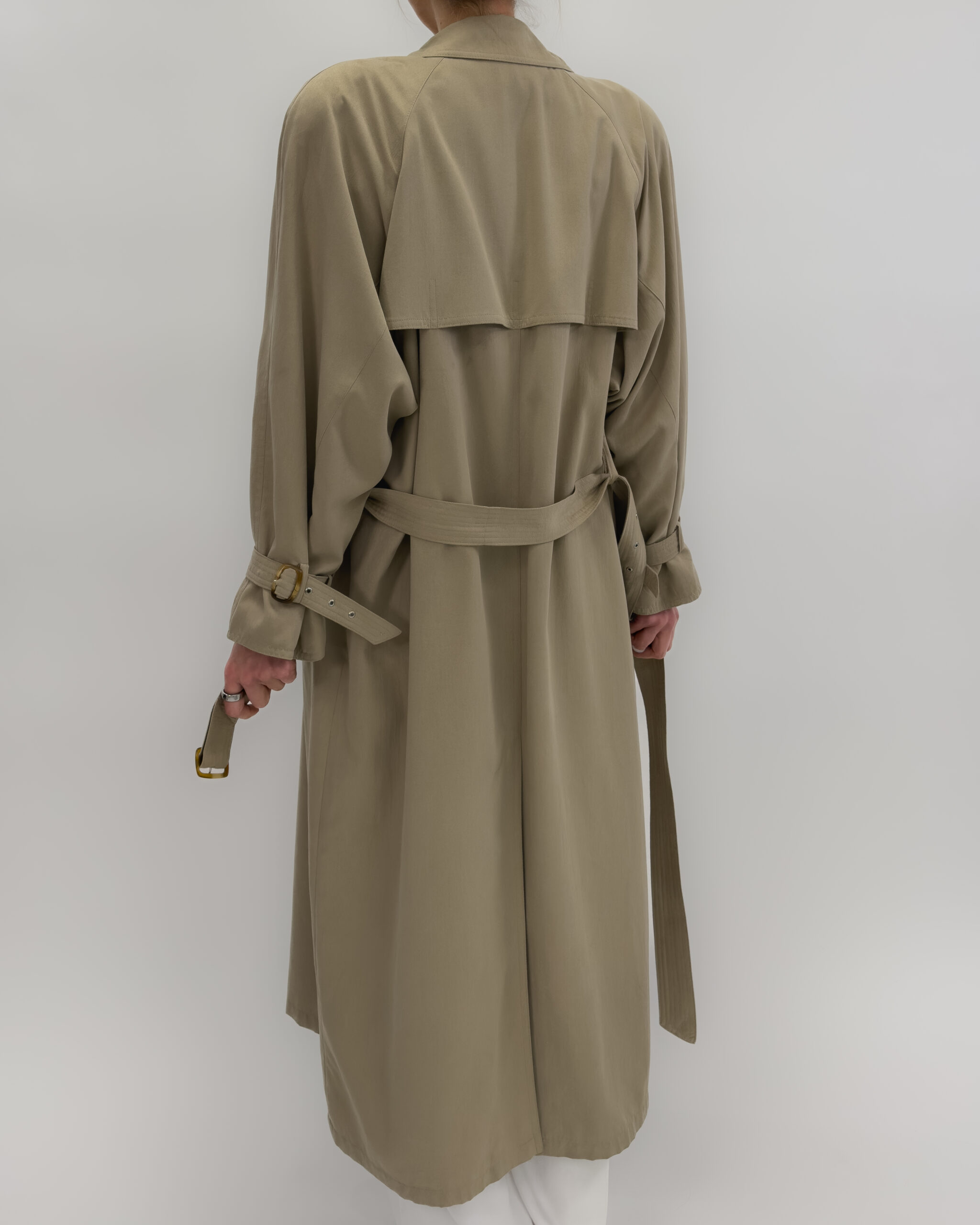 Double Breasted Light Trench Coat in Beige