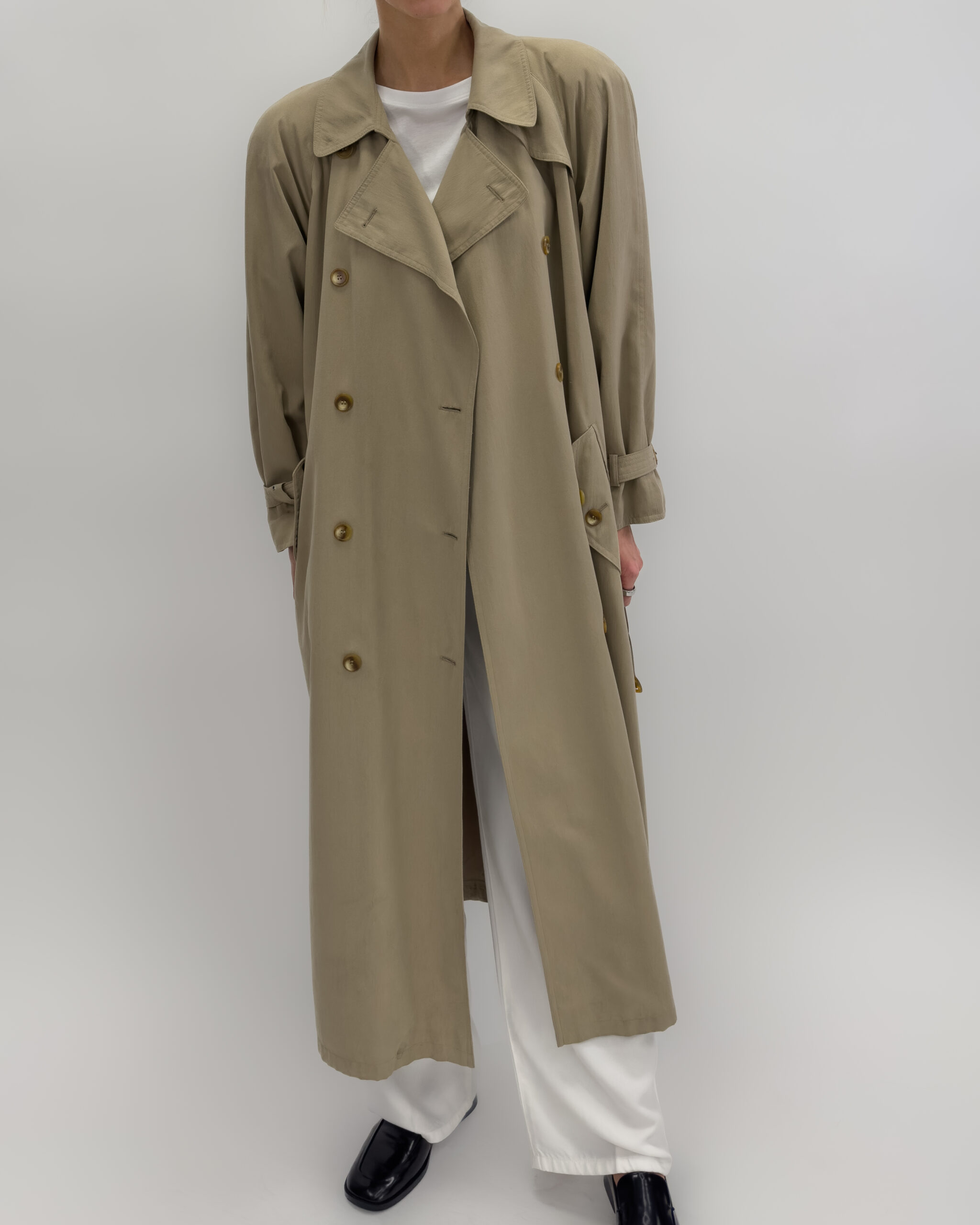 Double Breasted Light Trench Coat in Beige