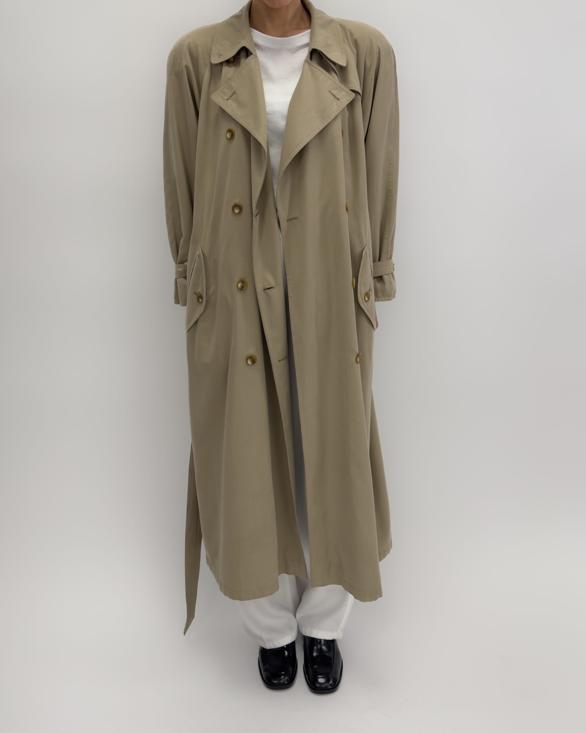 Double Breasted Light Trench Coat in Beige