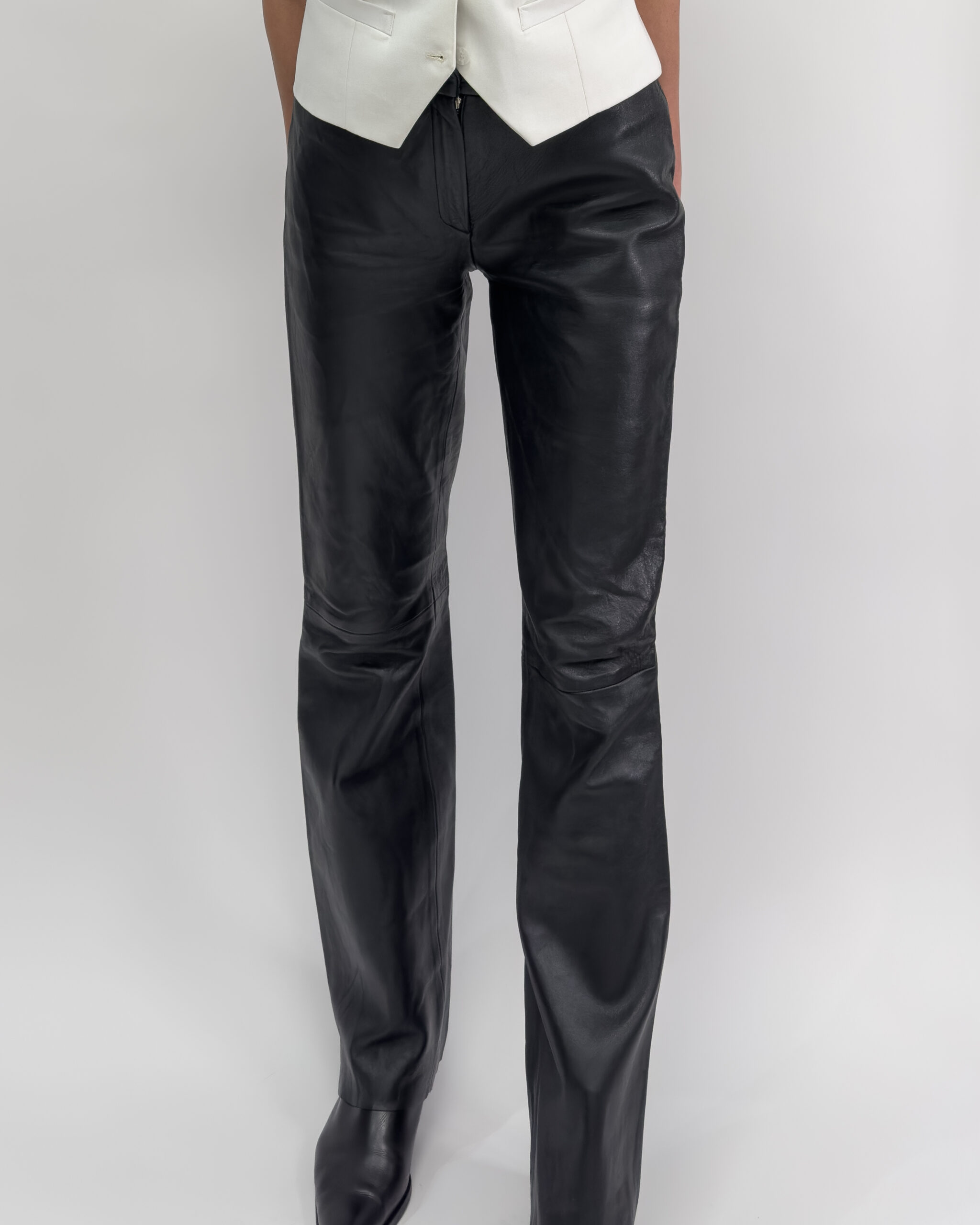 Genuine Leather Pants In Black