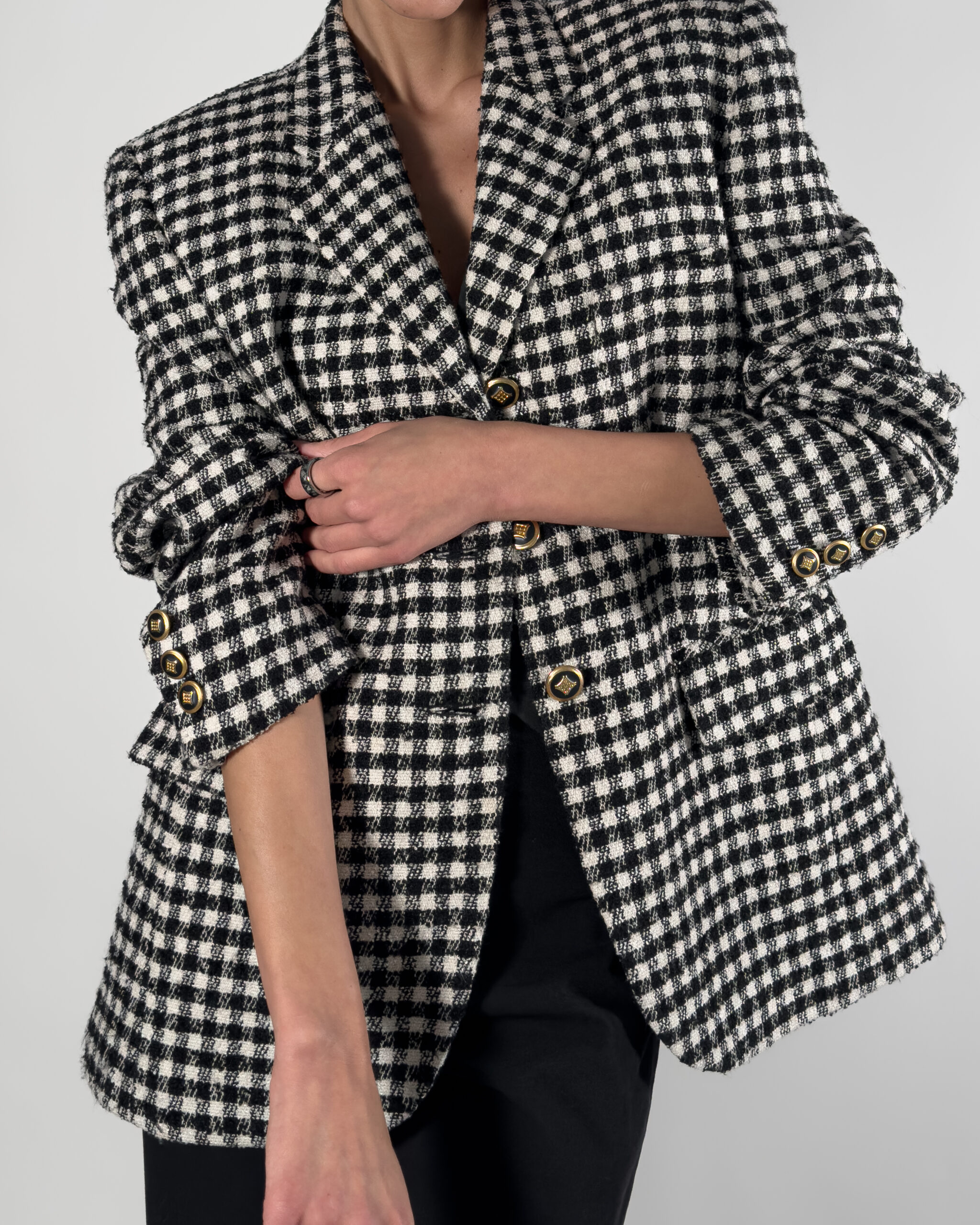 Checkered Blazer In Black&White