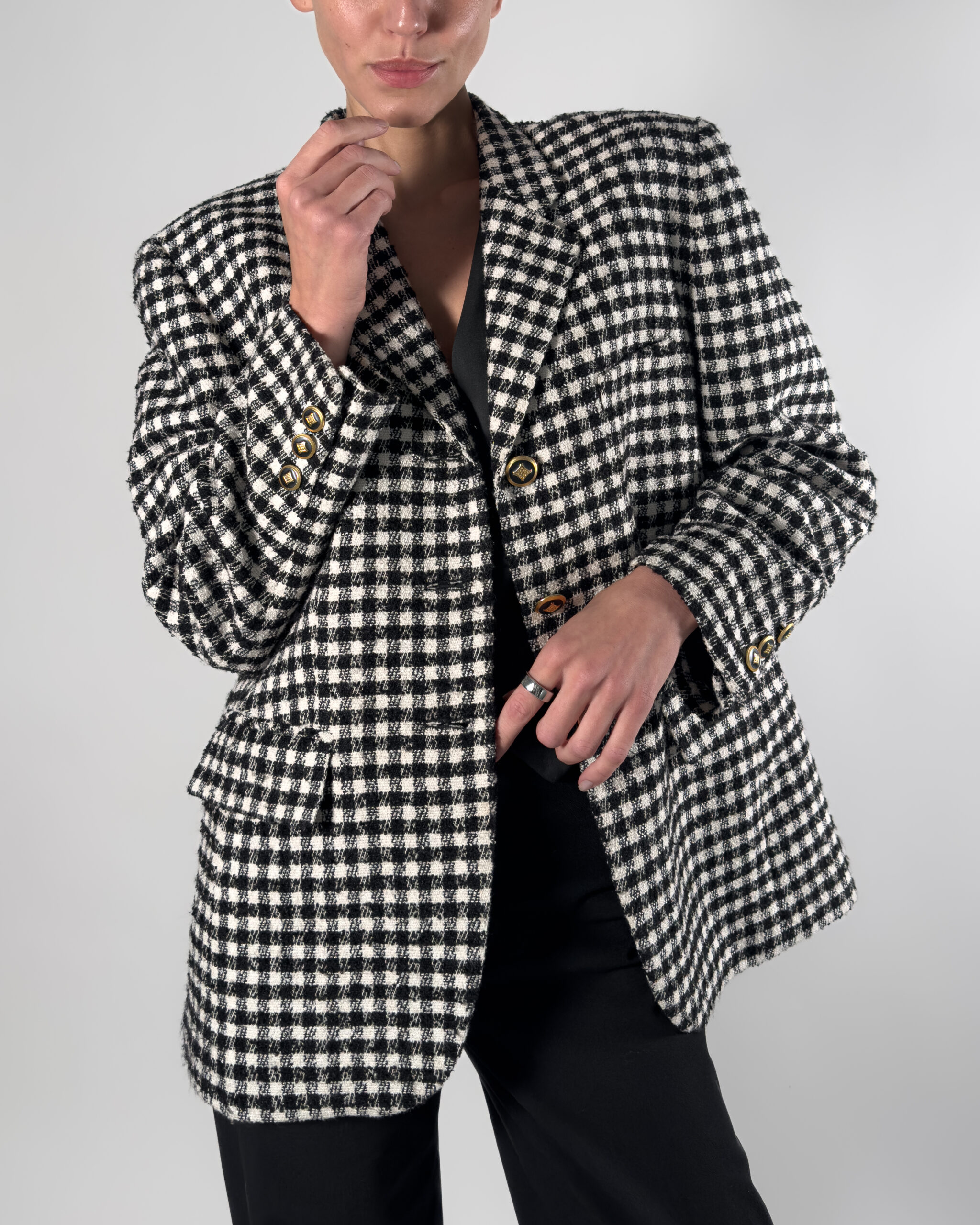 Checkered Blazer In Black&White