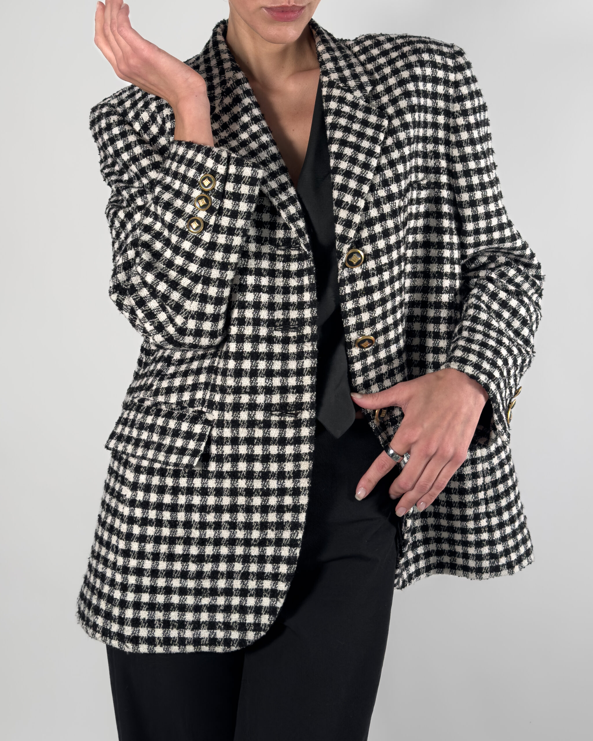 Checkered Blazer In Black&White