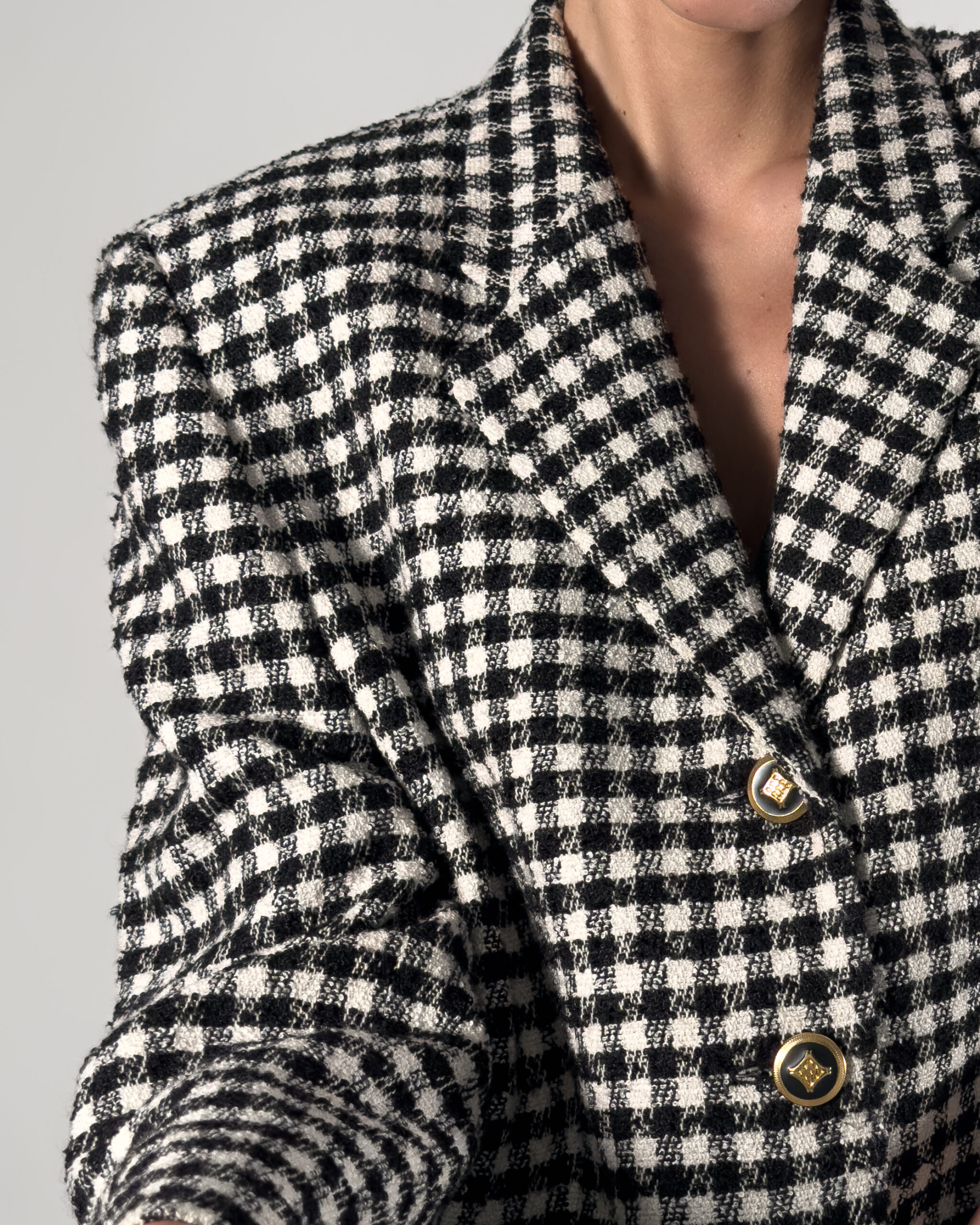 Checkered Blazer In Black&White