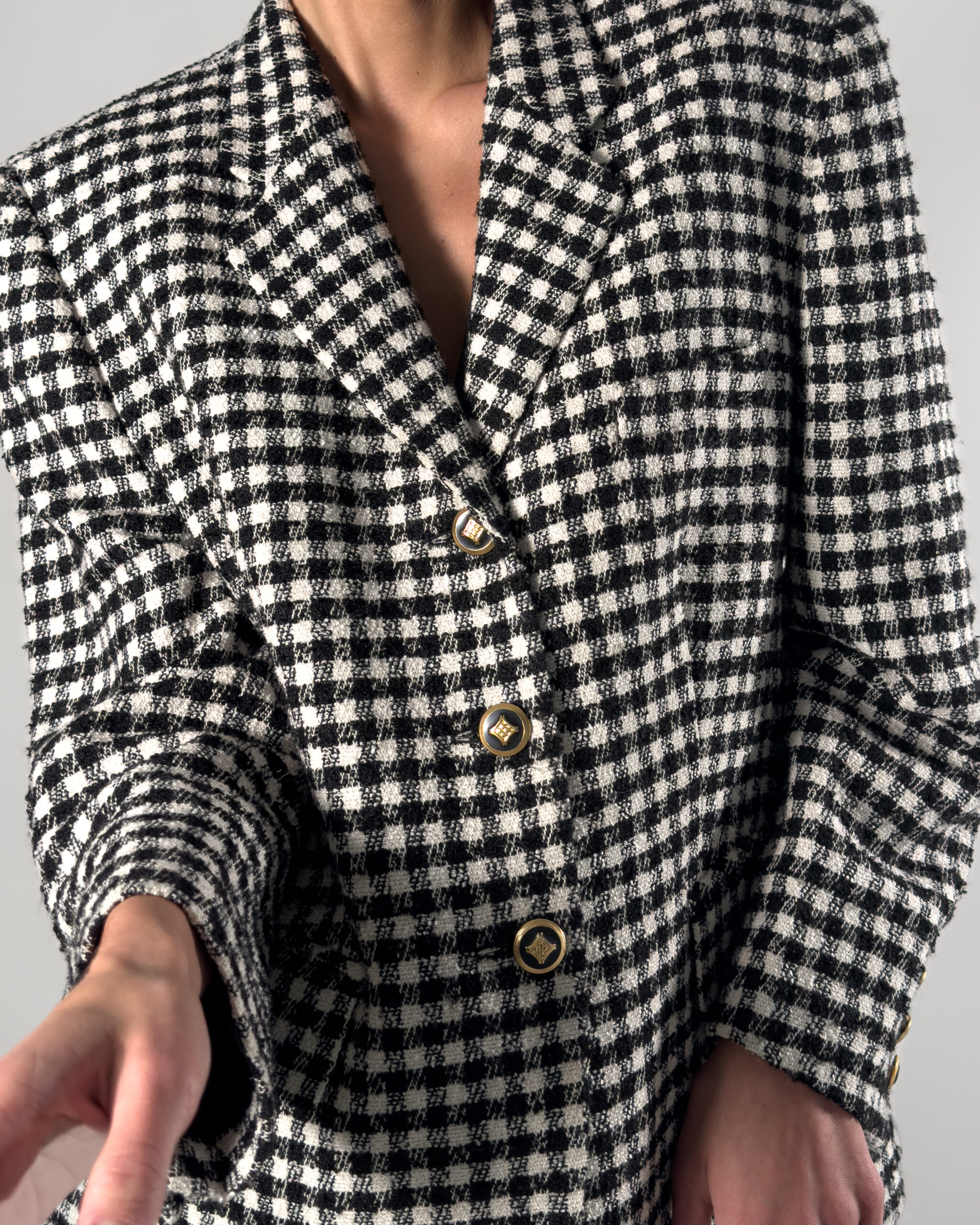 Checkered Blazer In Black&White