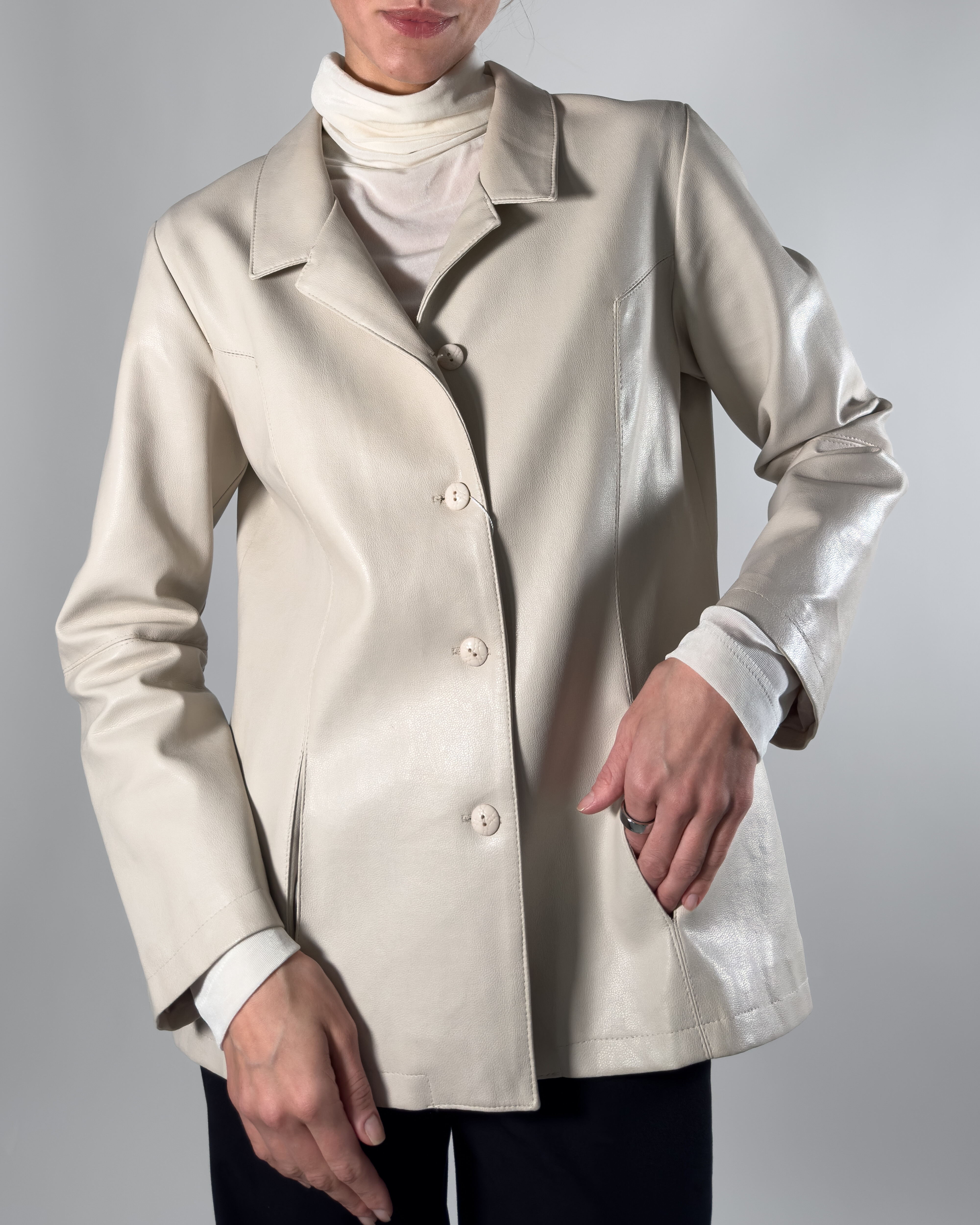 Genuine Leather Jacket | Cream