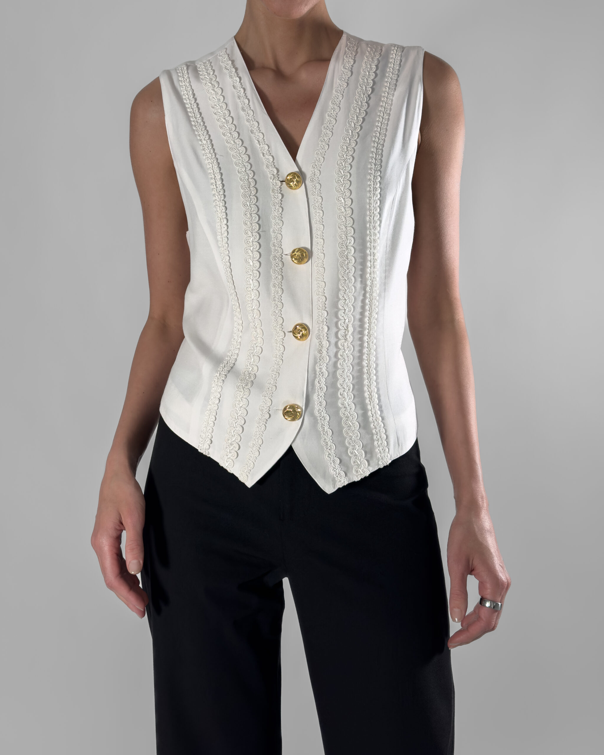 Embroidered Vest | White