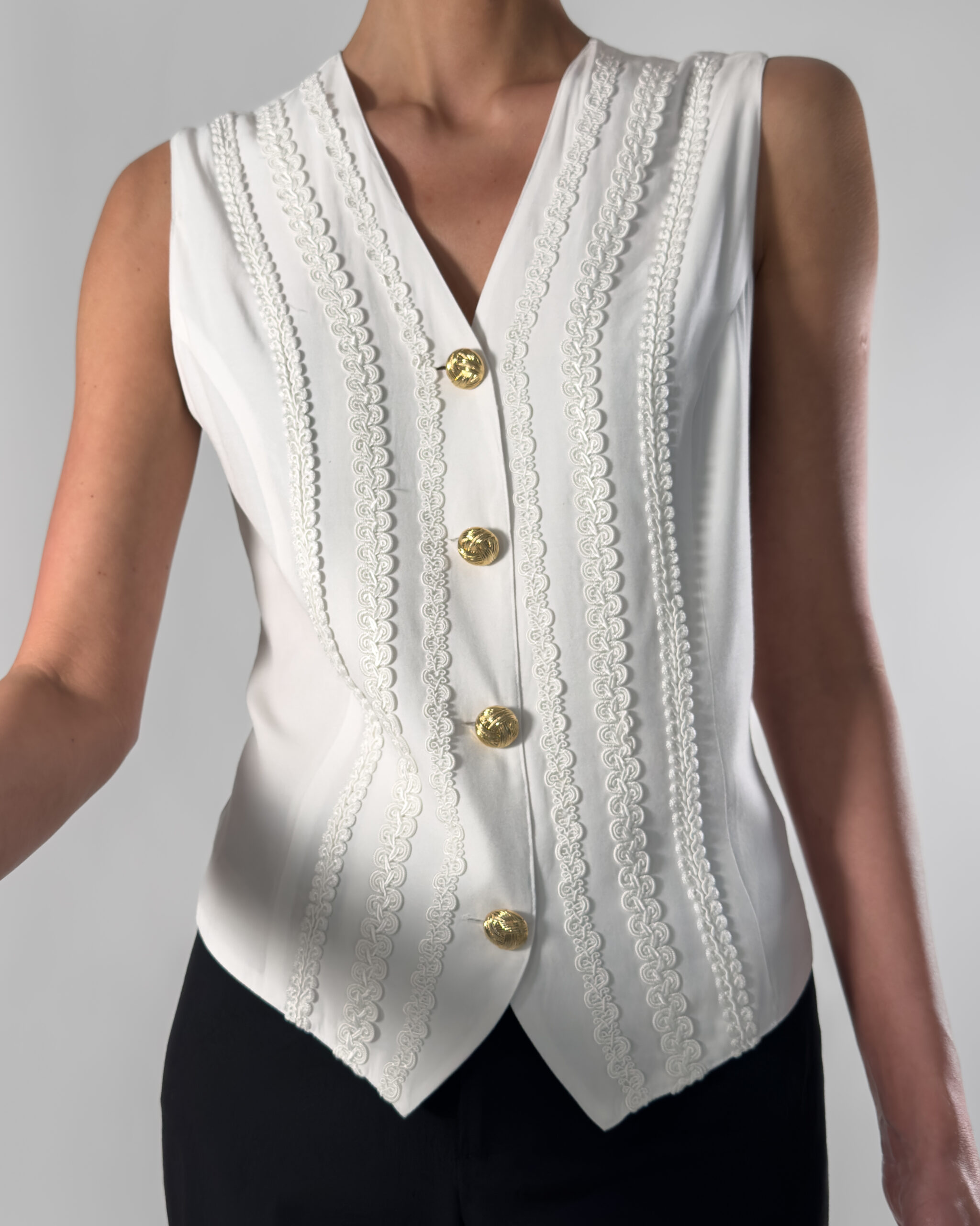 Embroidered Vest | White