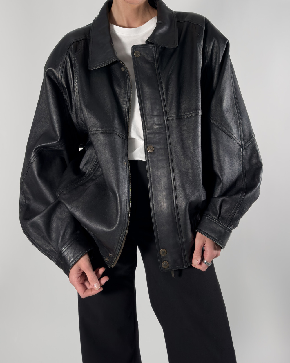Cobalt Genuine Leather Bomber Jacket