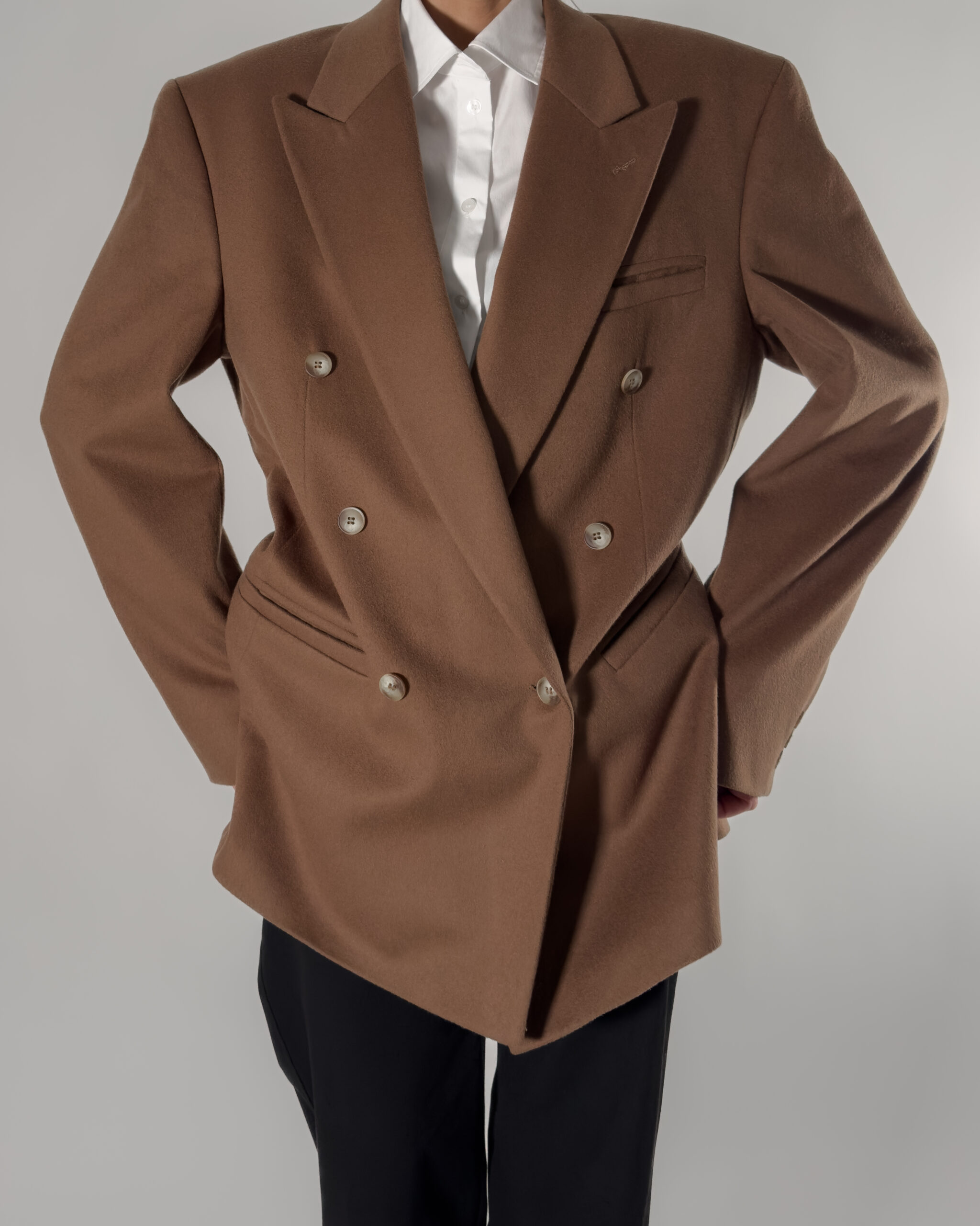 Cashmere Blend Double-Breasted Blazer | Camel