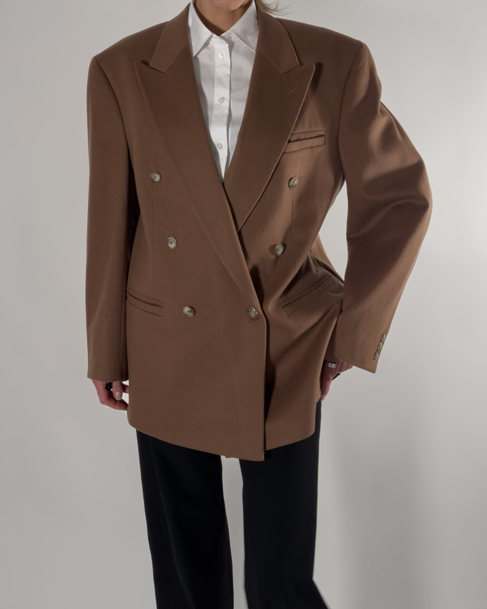 Cashmere Blend Double-Breasted Blazer | Camel