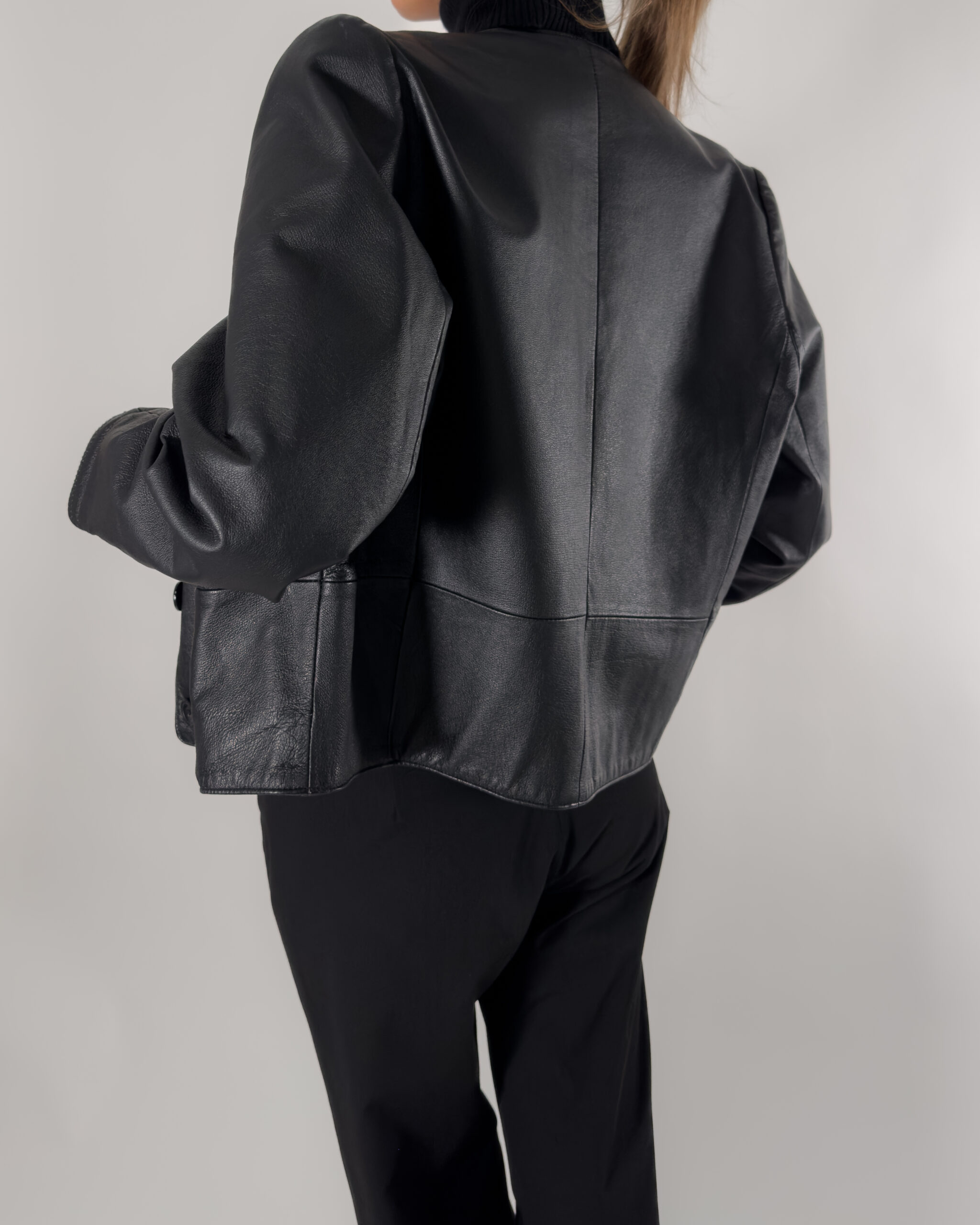 Leather Short Jacket | Black