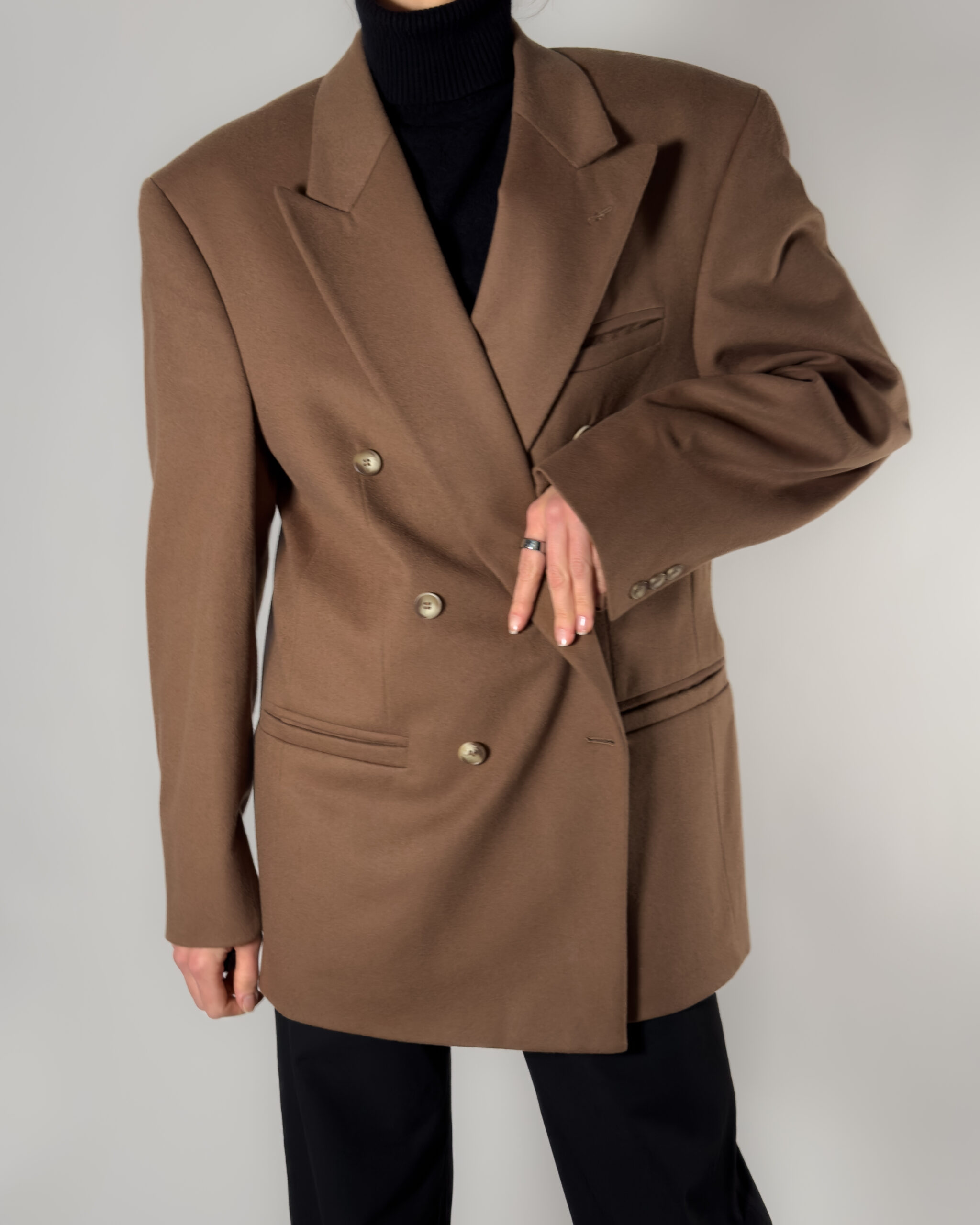 Cashmere Blend Double-Breasted Blazer | Camel