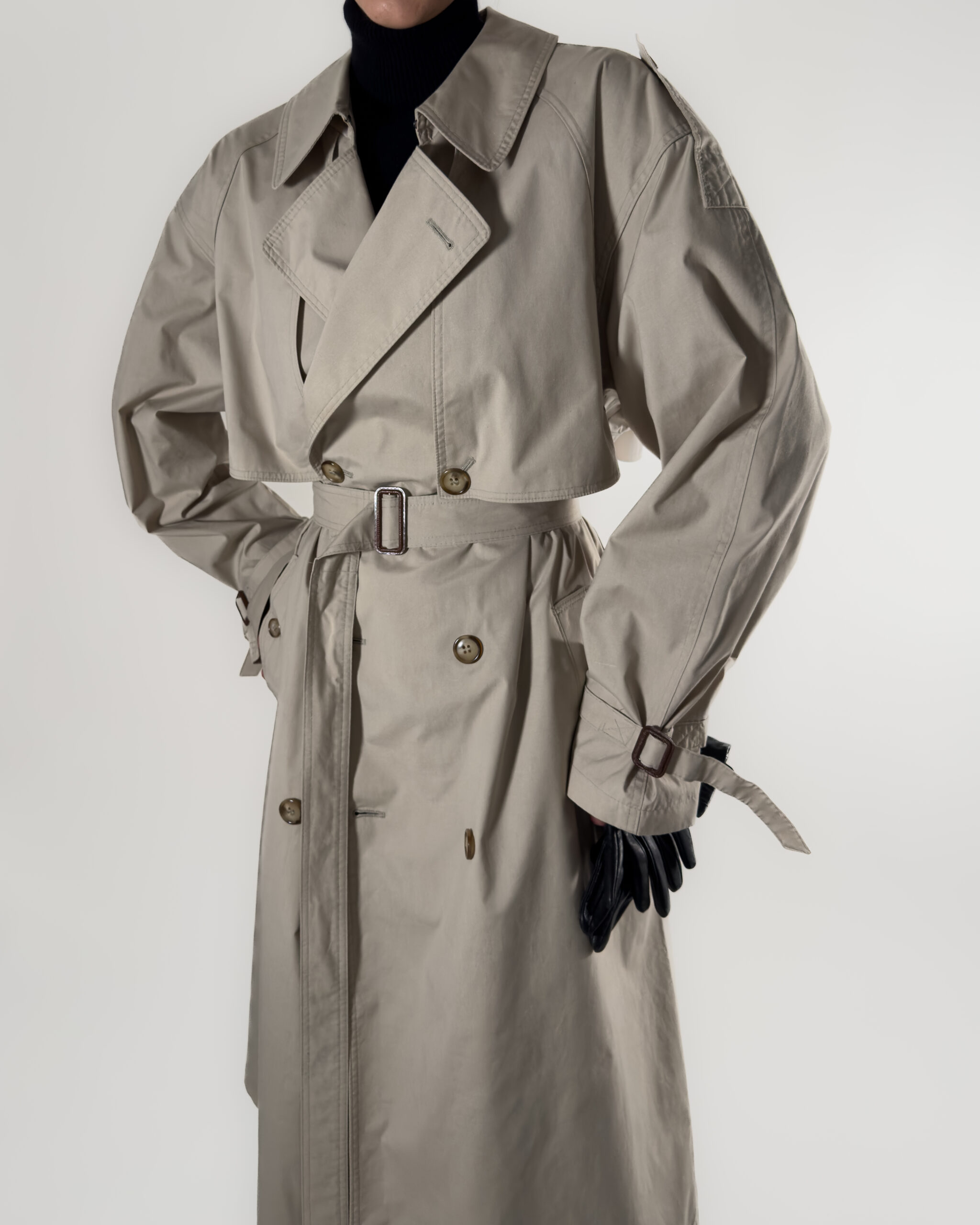 Double-Breasted Long Trench Coat | Beige