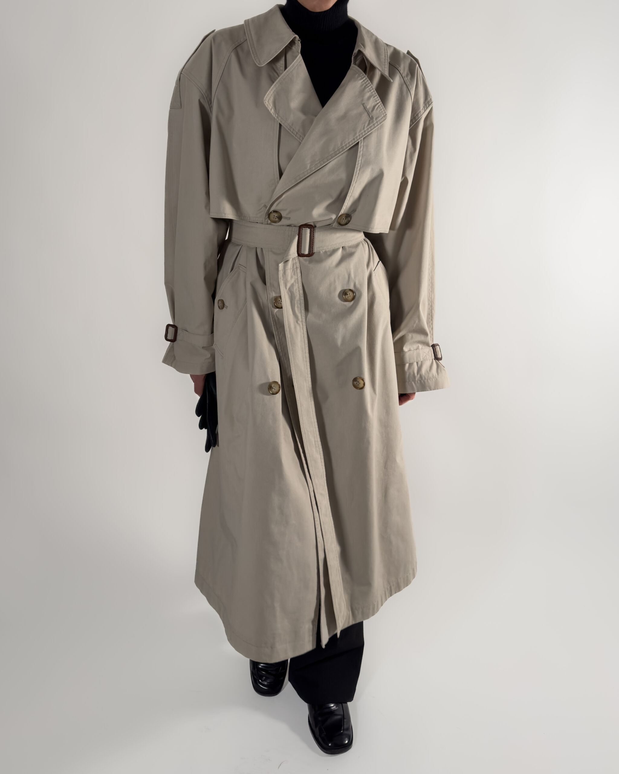 Double-Breasted Long Trench Coat | Beige