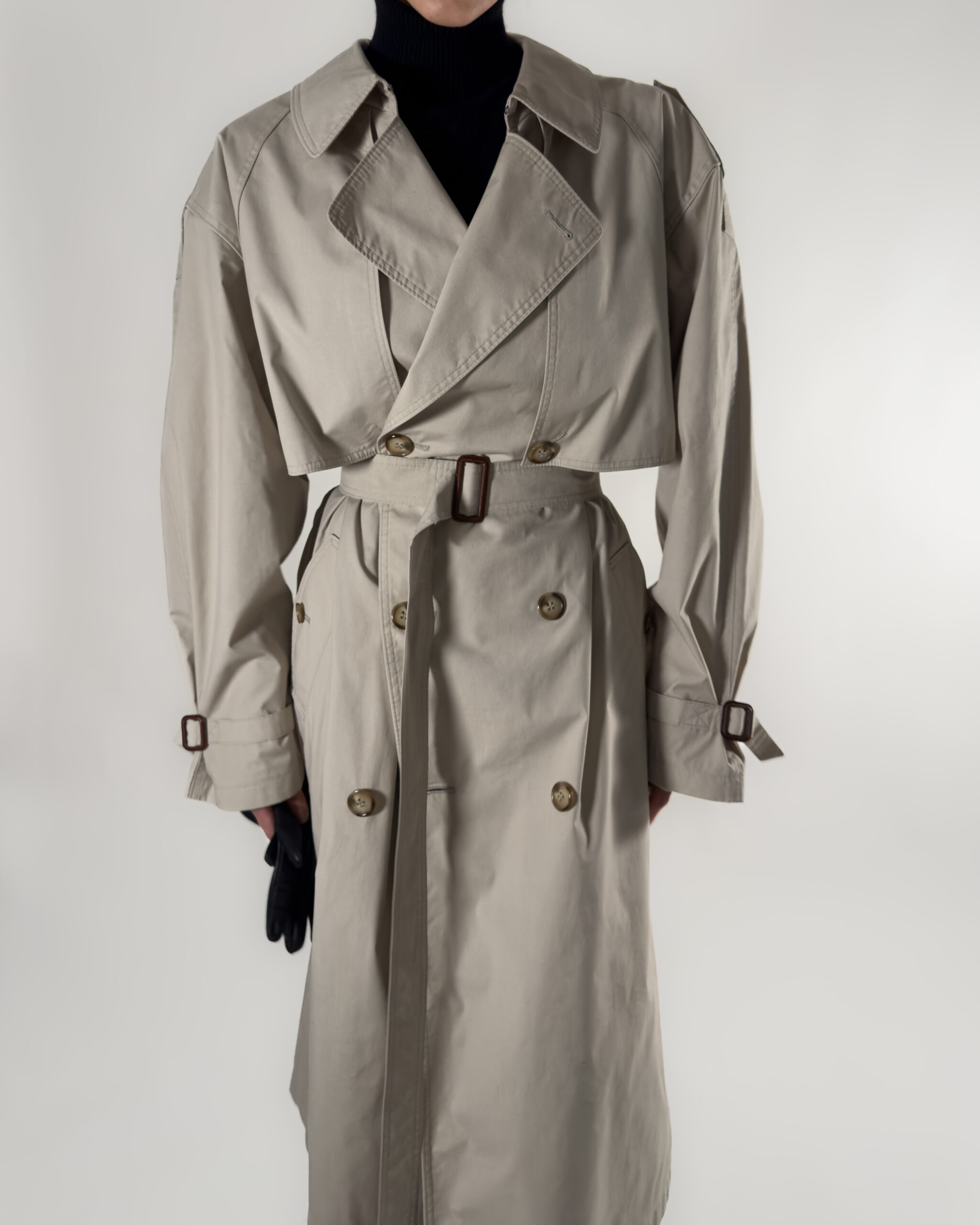 Double-Breasted Long Trench Coat | Beige