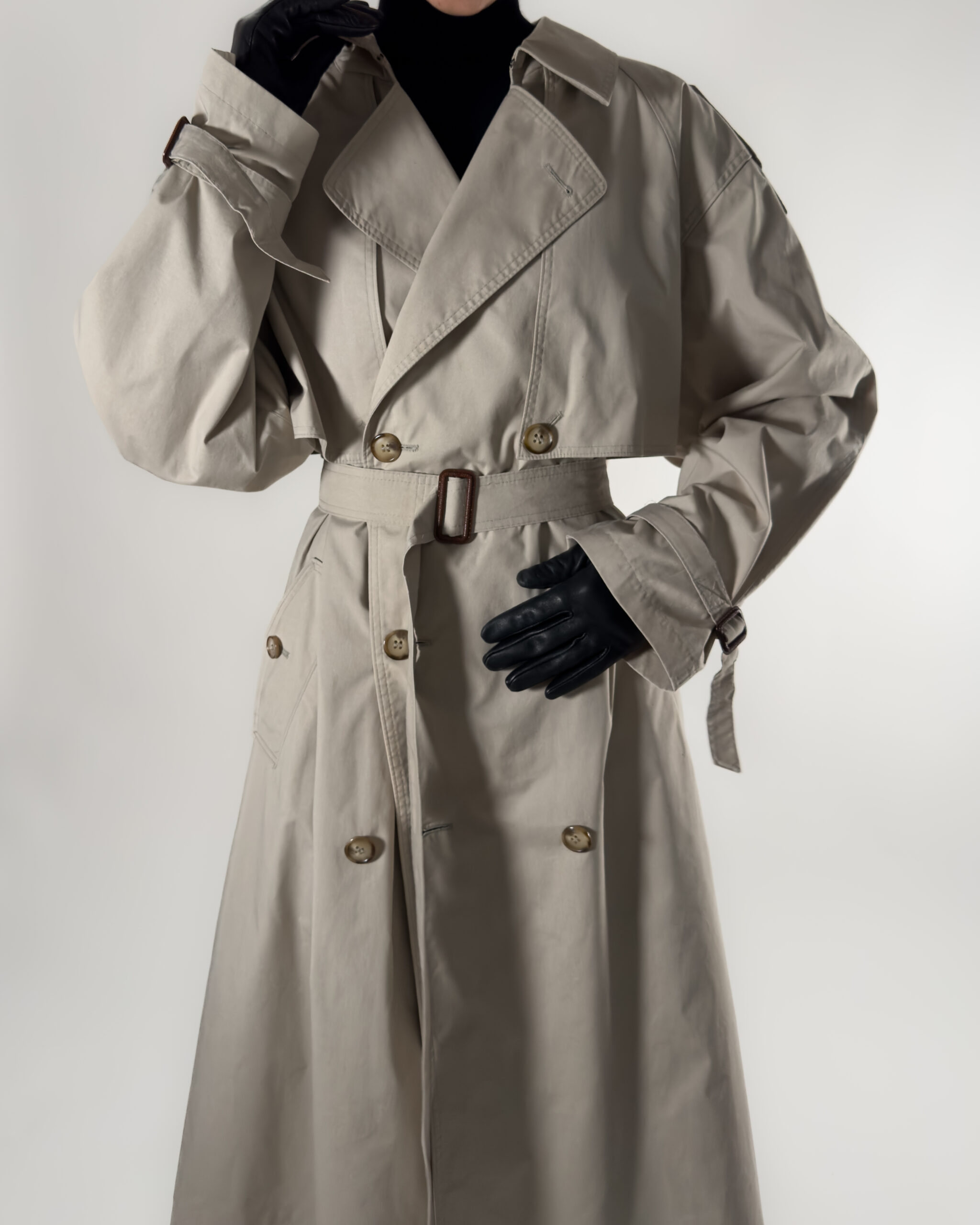 Double-Breasted Long Trench Coat | Beige