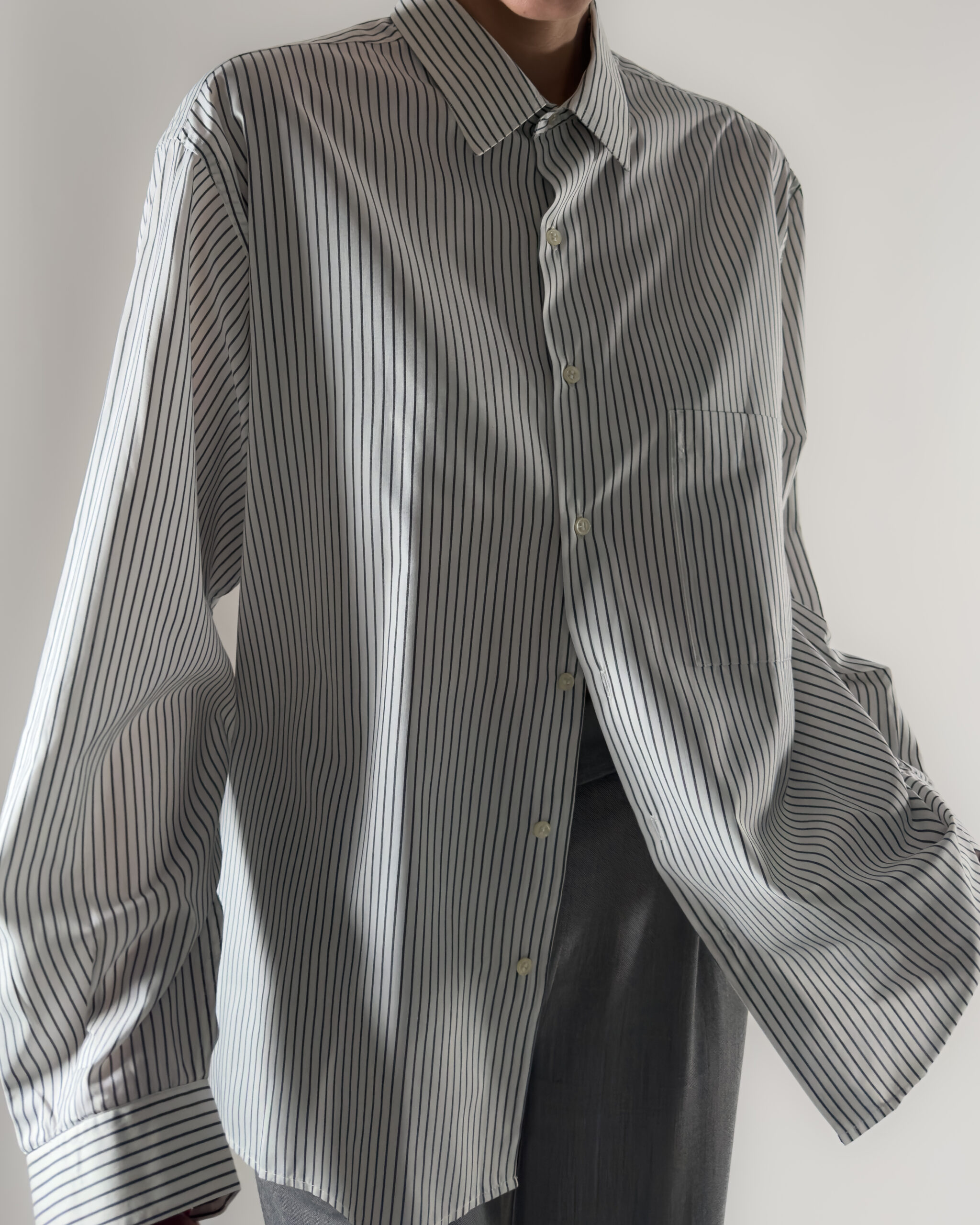 Oversized Striped Shirt | White