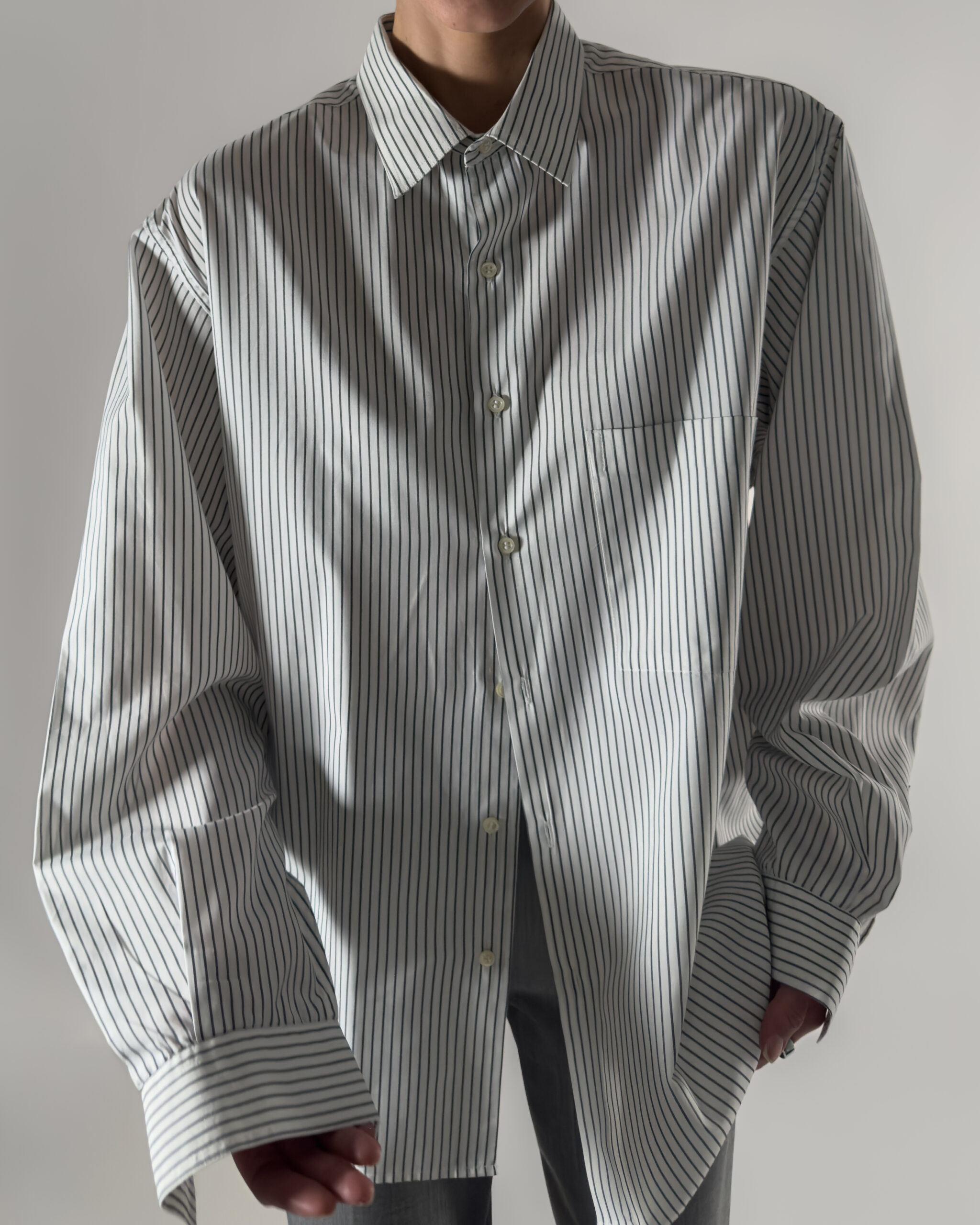 Oversized Striped Shirt | White