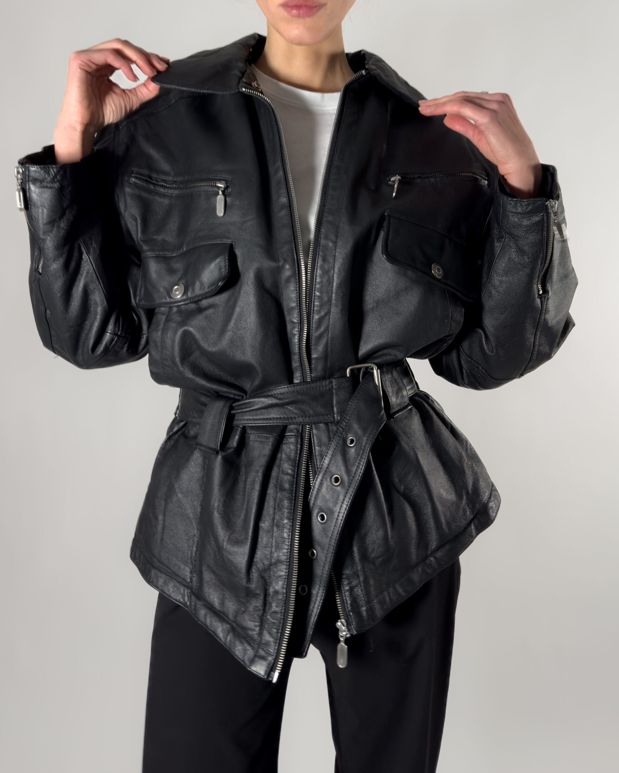 Nappa Leather Winter Jacket | Black