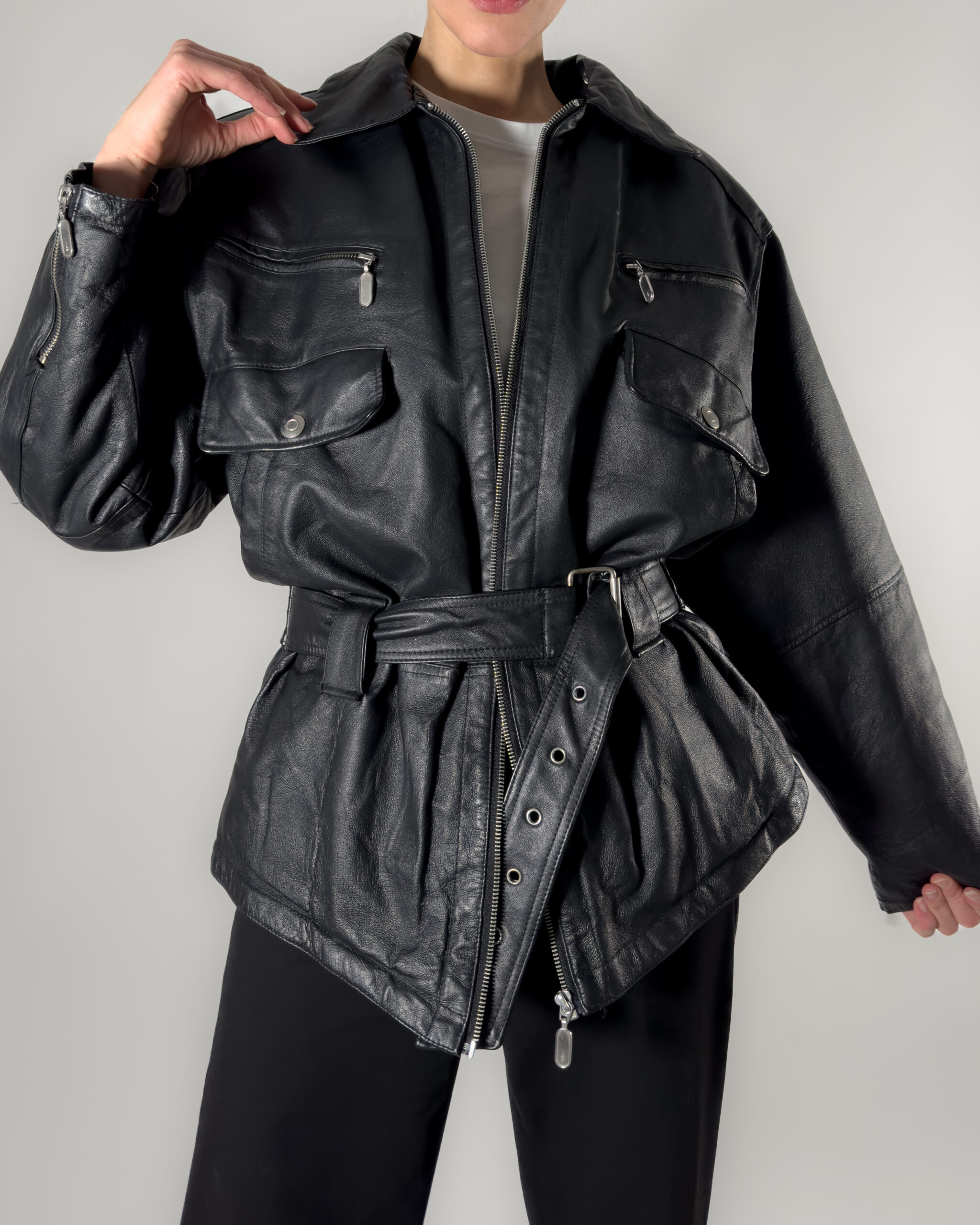 Nappa Leather Winter Jacket | Black