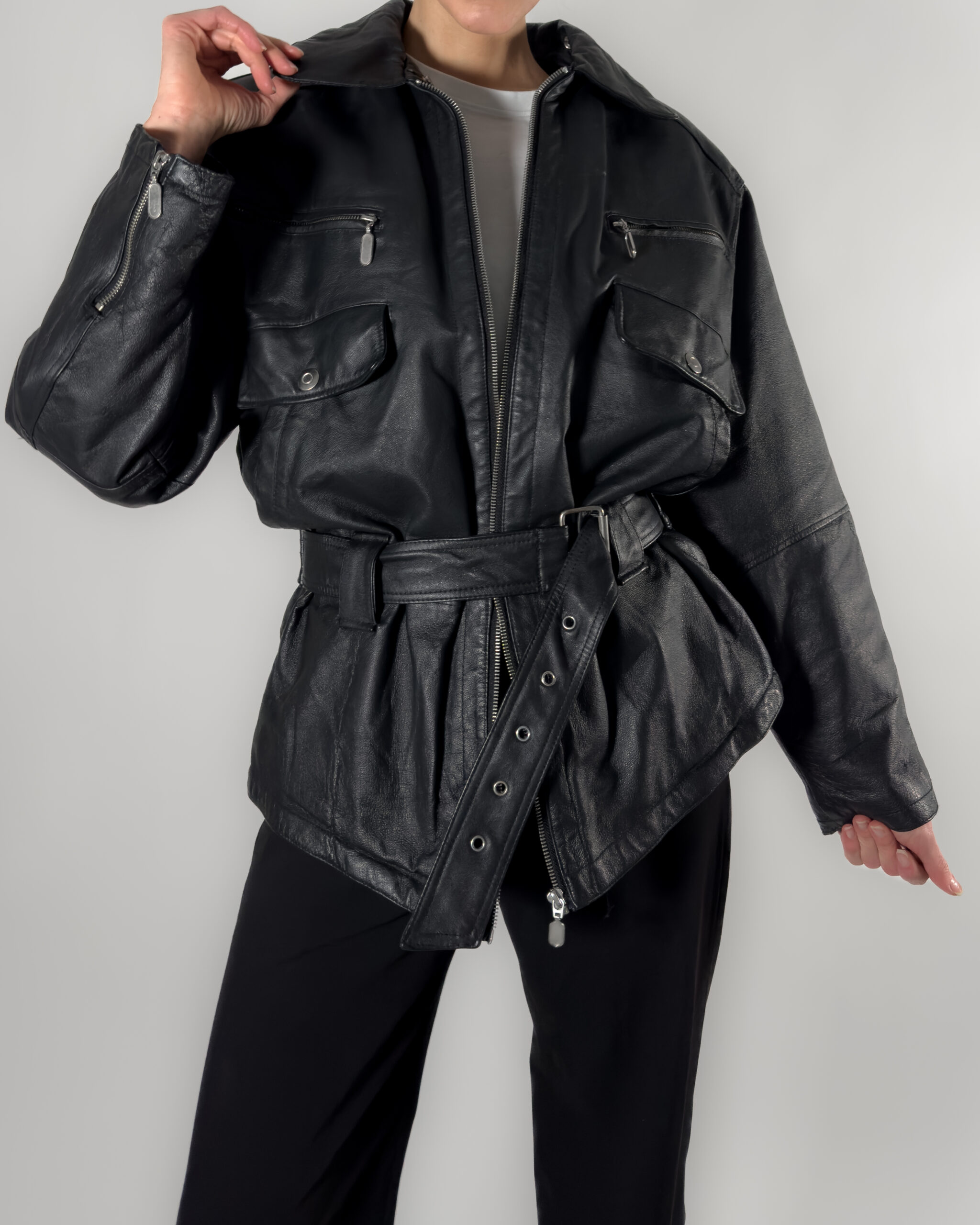 Nappa Leather Winter Jacket | Black