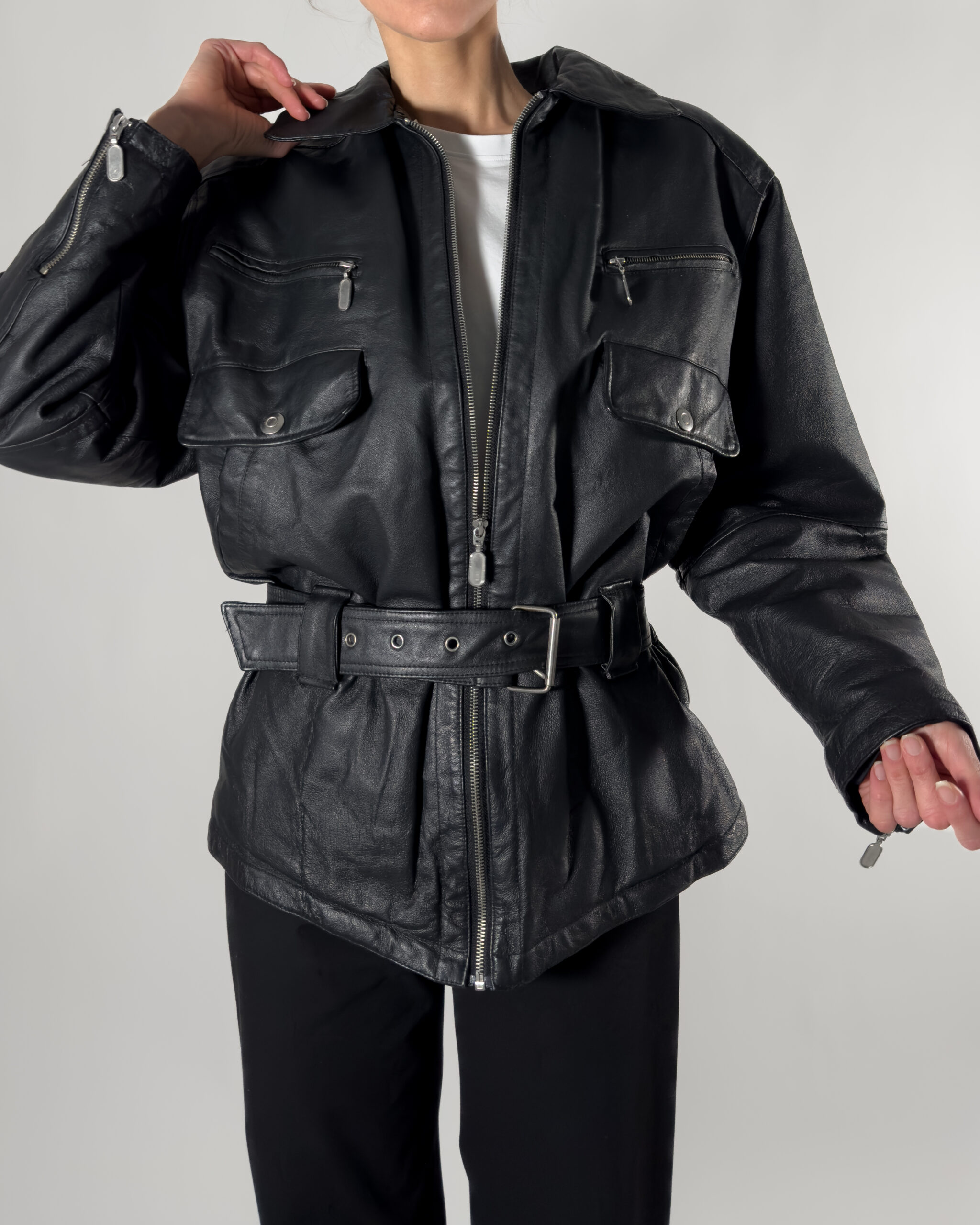 Nappa Leather Winter Jacket | Black