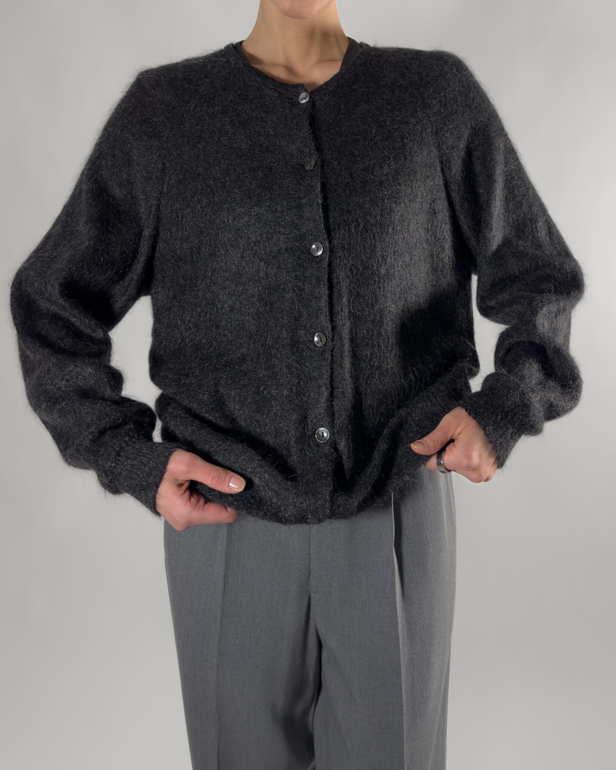 Mohair Blend Cardigan | Grey