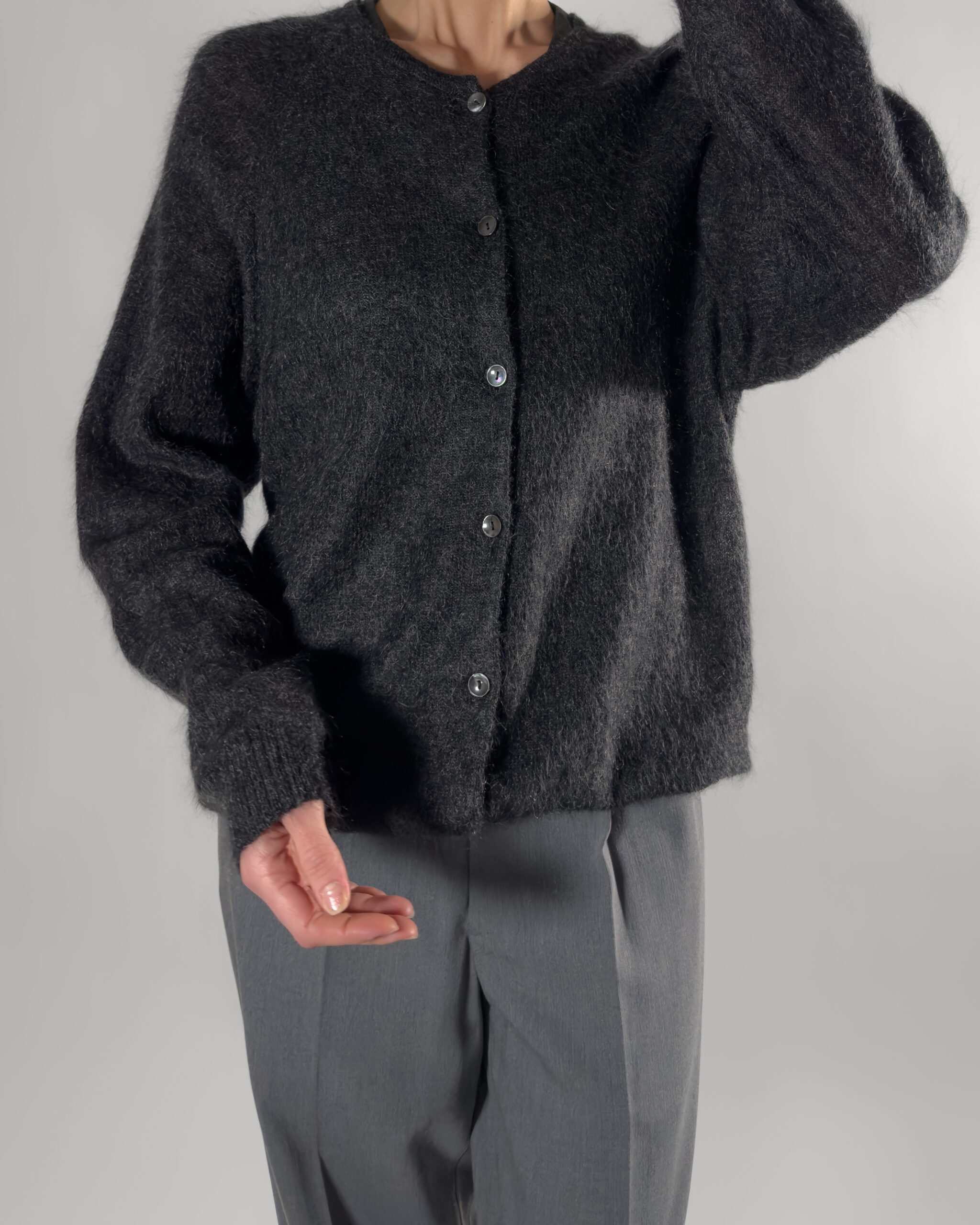 Mohair Blend Cardigan | Grey