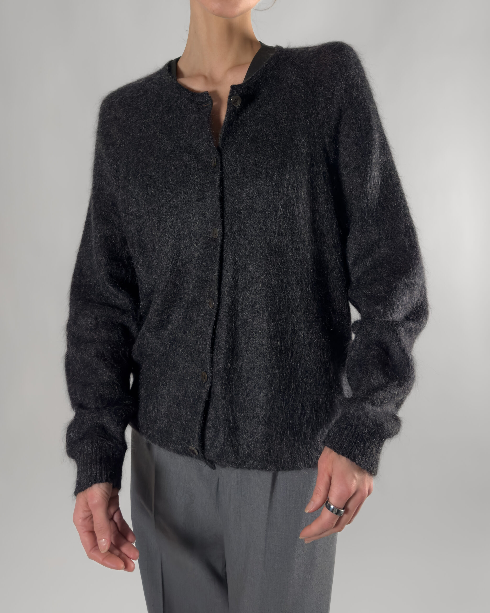 Mohair Blend Cardigan | Grey