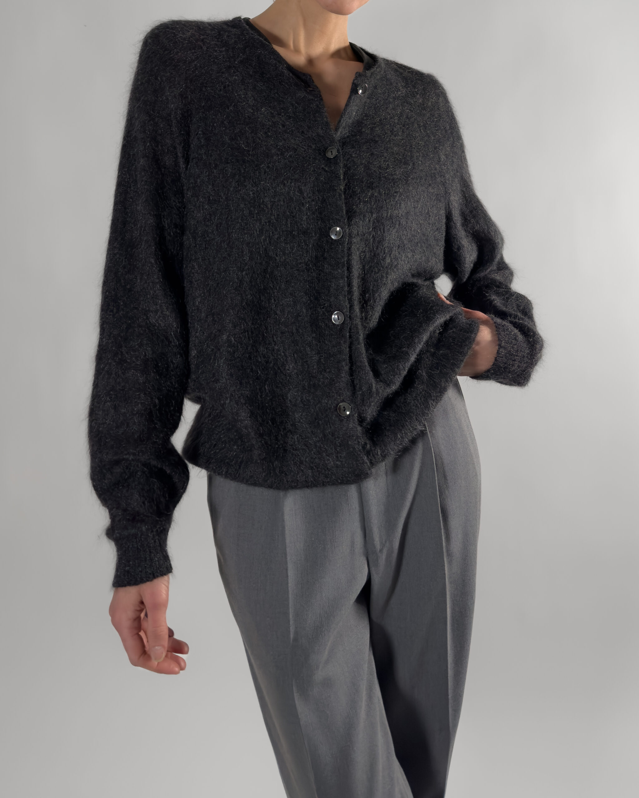 Mohair Blend Cardigan | Grey