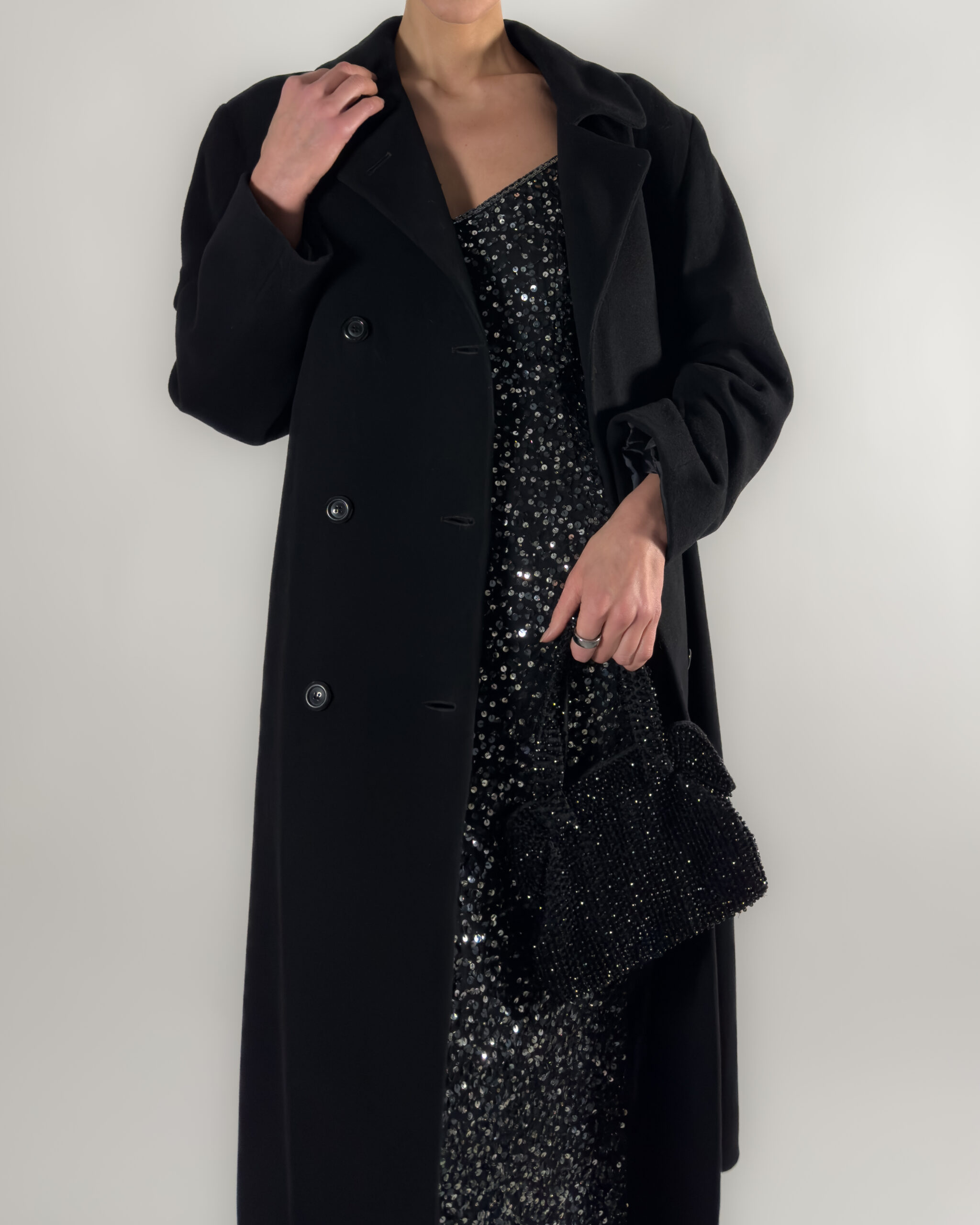 Long Cashmere & Lambswool Coat | Black