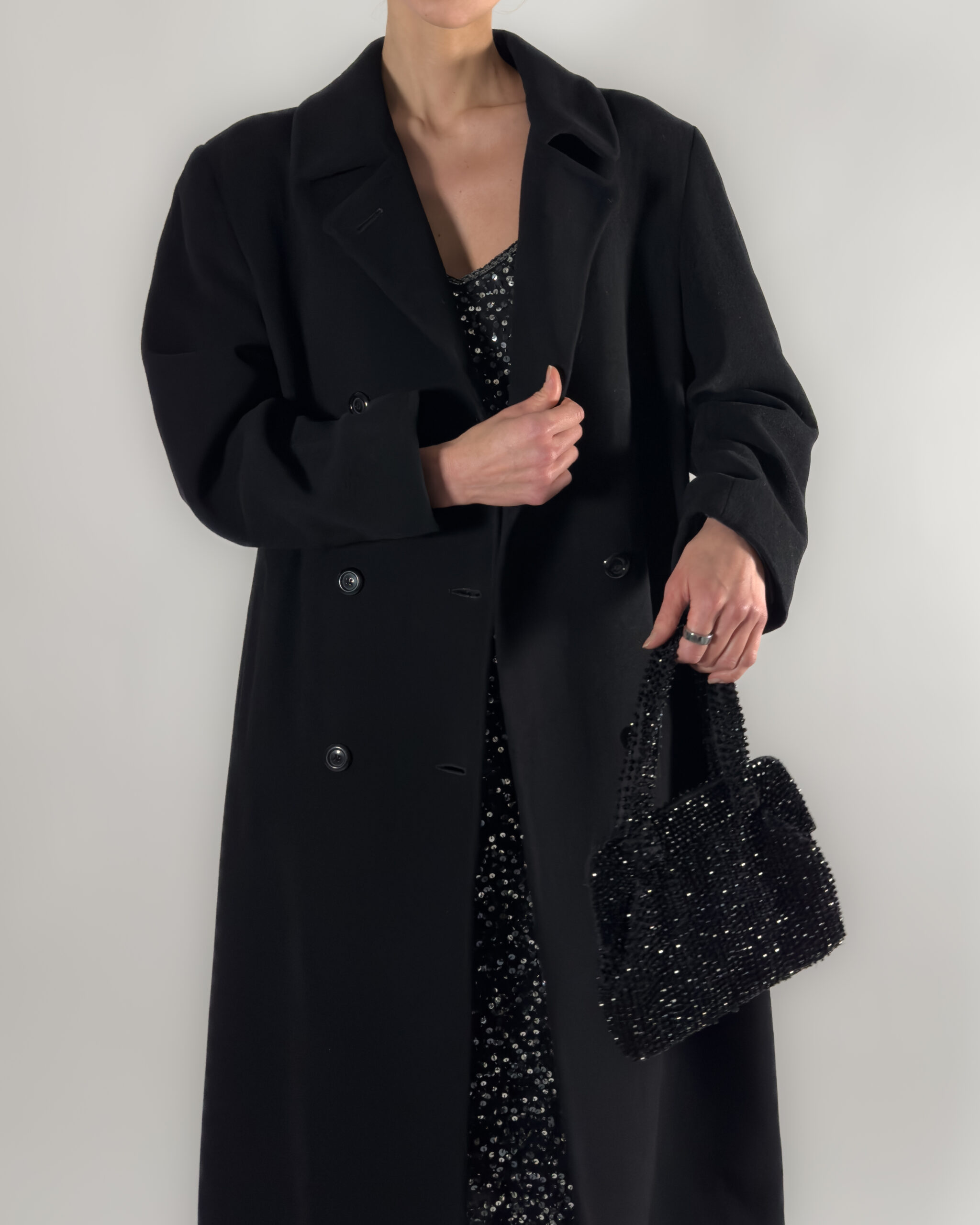 Long Cashmere & Lambswool Coat | Black