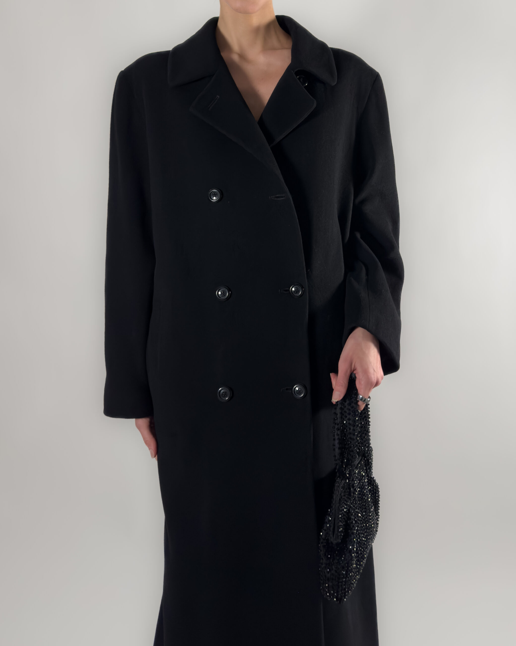 Long Cashmere & Lambswool Coat | Black