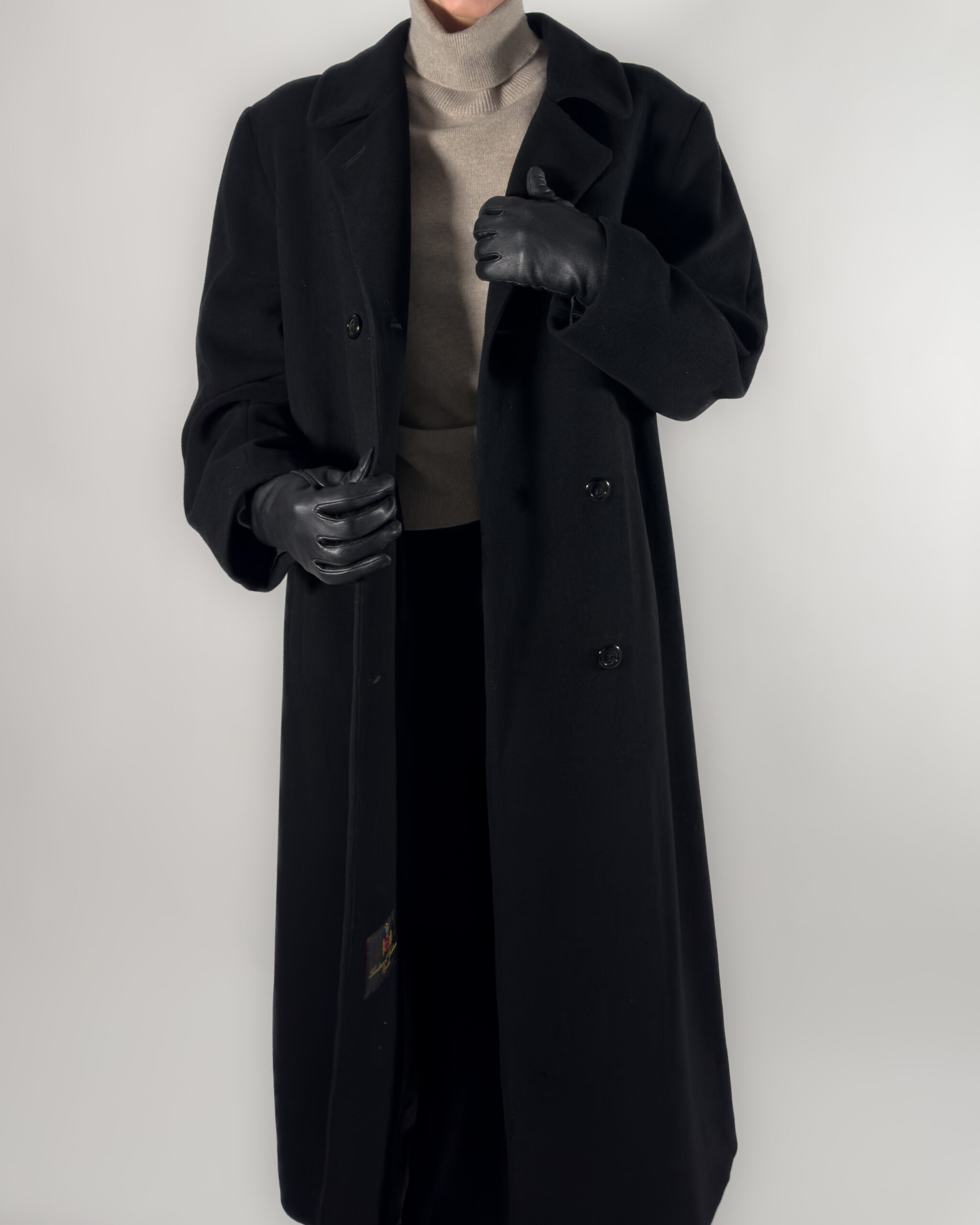 Long Cashmere & Lambswool Coat | Black