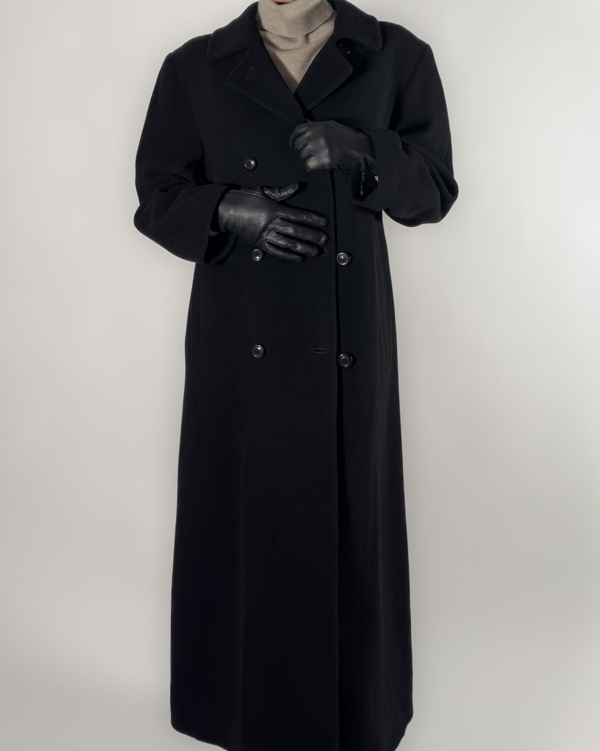 Long Cashmere & Lambswool Coat | Black