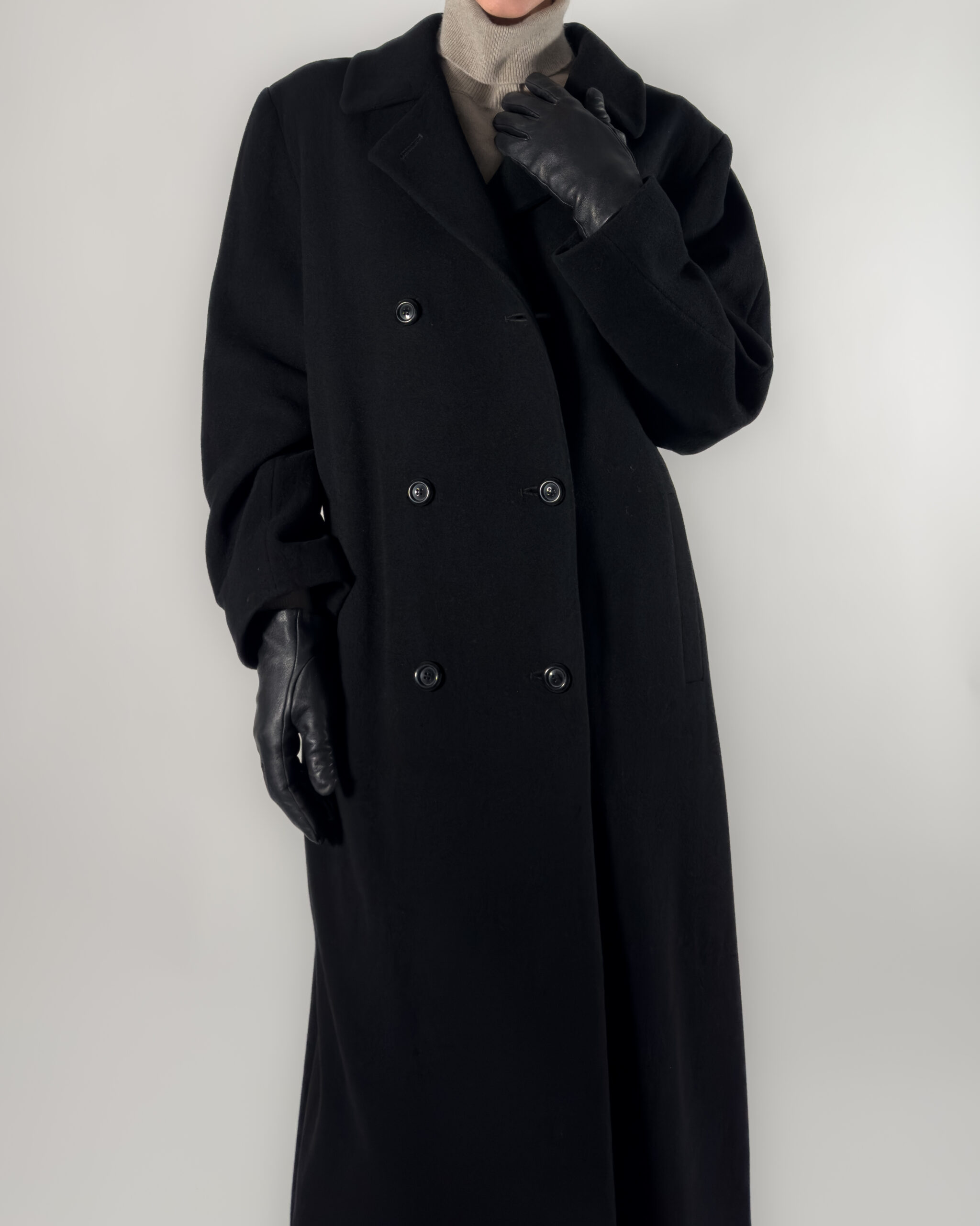 Long Cashmere & Lambswool Coat | Black